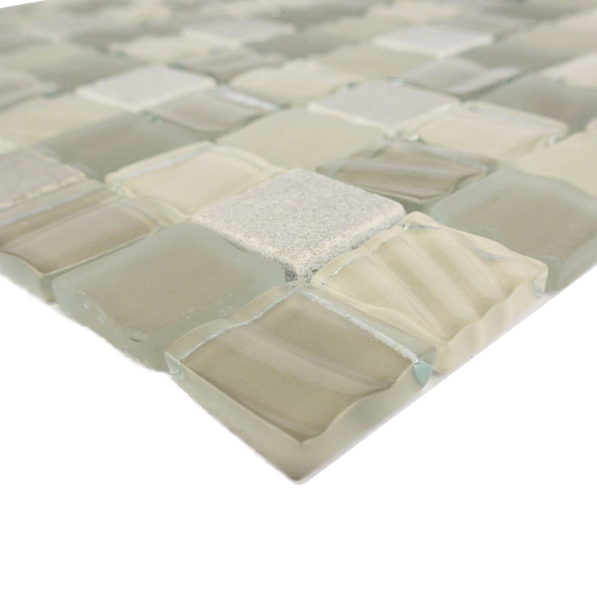 Shell Gray Multi-finish Glass and Stone Mosaic Tile