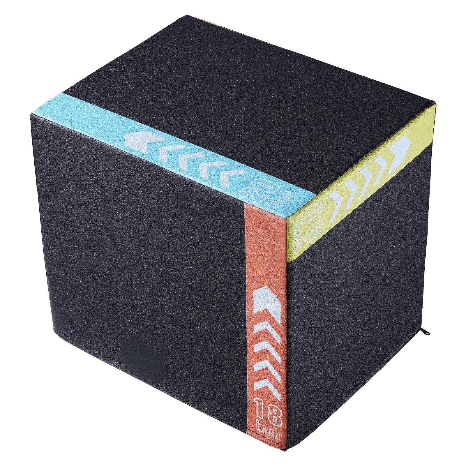Mecale - 3-in-1 Soft-Sided Plyometric Jump Box with 20/18/16-in Heights and 220-lb Capacity - Black