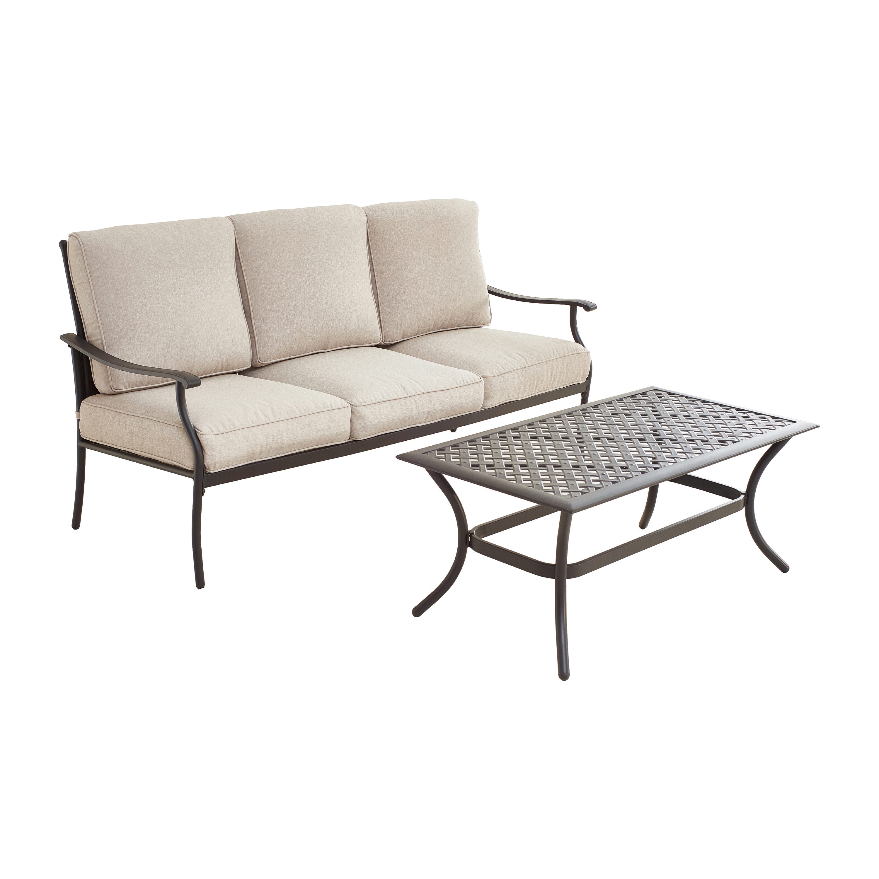 Top Home Space TP00419-W 2 -Piece Patio Sofa Conversation Set with Off-white Cushions
