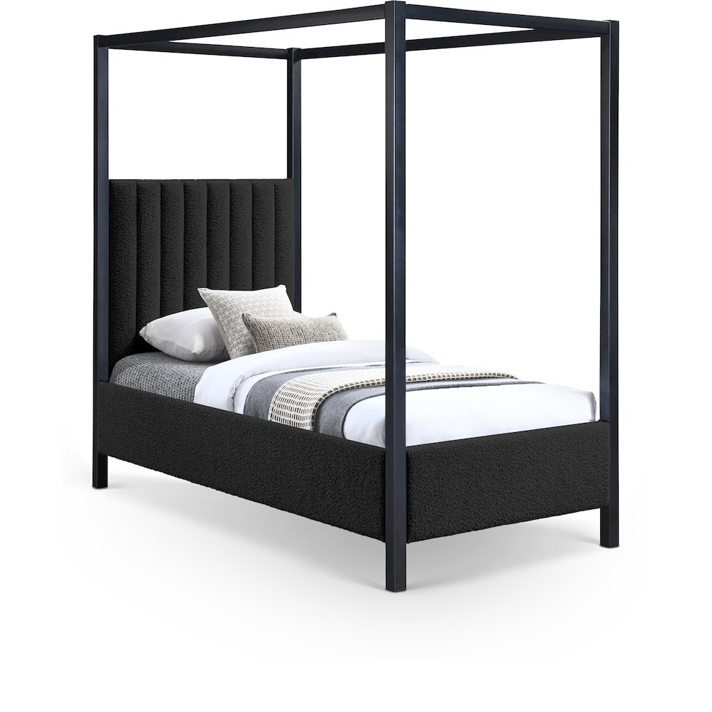 Meridian - Kelly Black Boucle Fabric Twin Bed