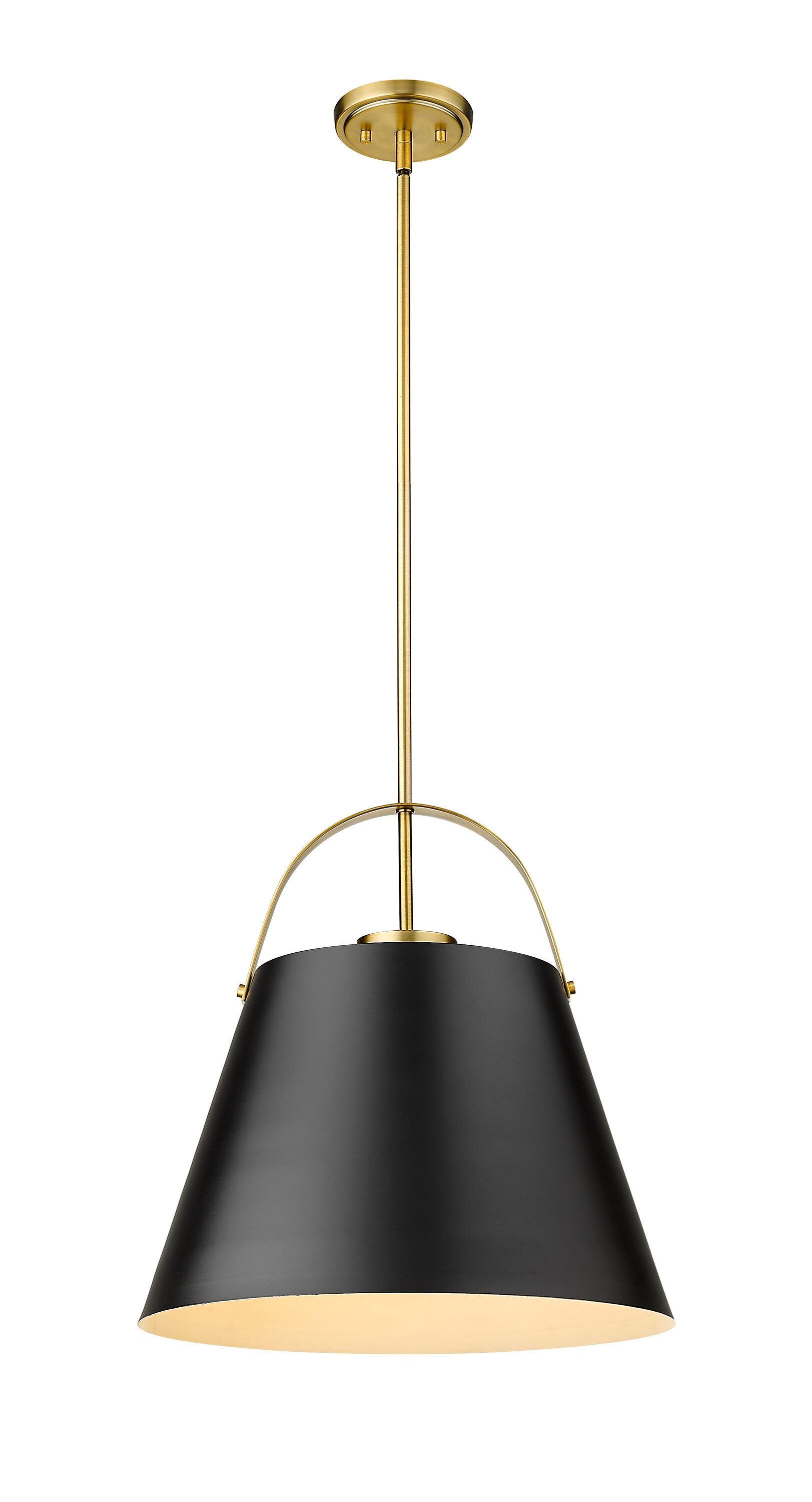 18" Matte Black and Heritage Brass Steel Pendant Light