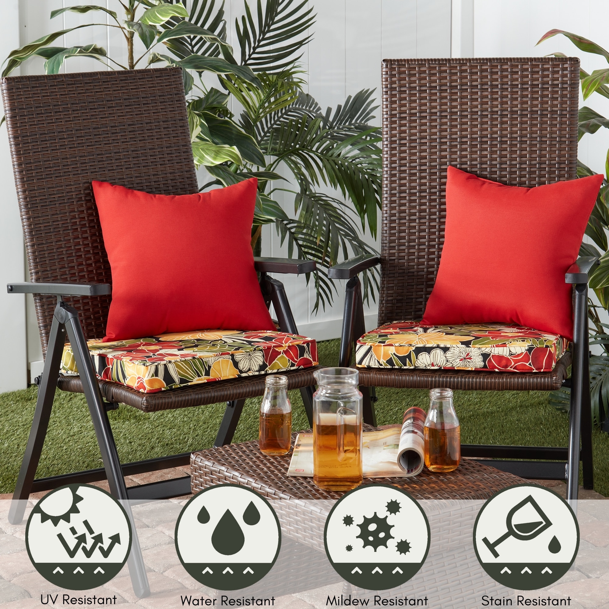 Greendale Home Fashions OP1100S2-ALOHA-BLACK Patio-Furniture-Cushions - View #5