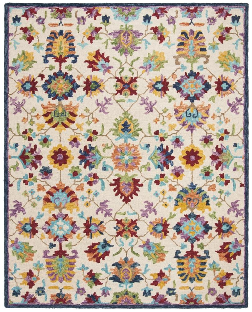 Hand-Tufted Chic Blue Wool 8' x 10' Area Rug with Non-Slip Feature