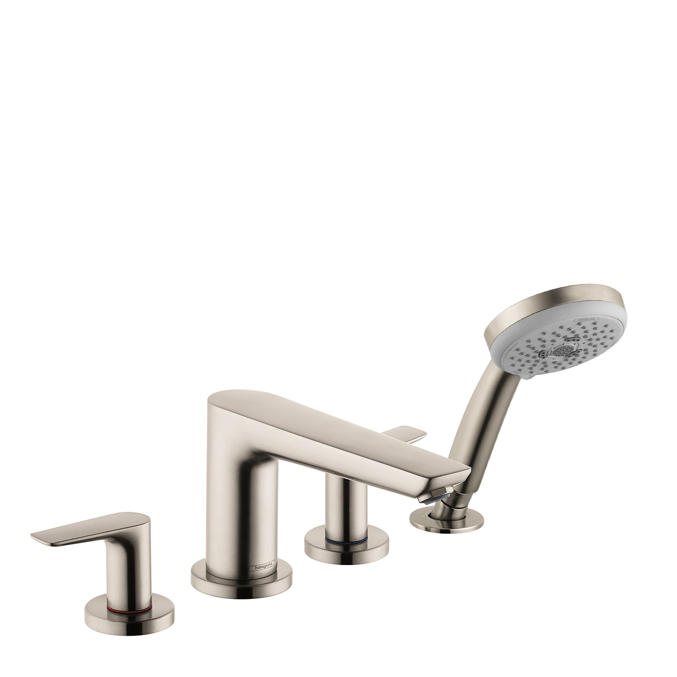 Brushed Nickel Modern Deck Mounted Roman Tub Faucet with Handshower