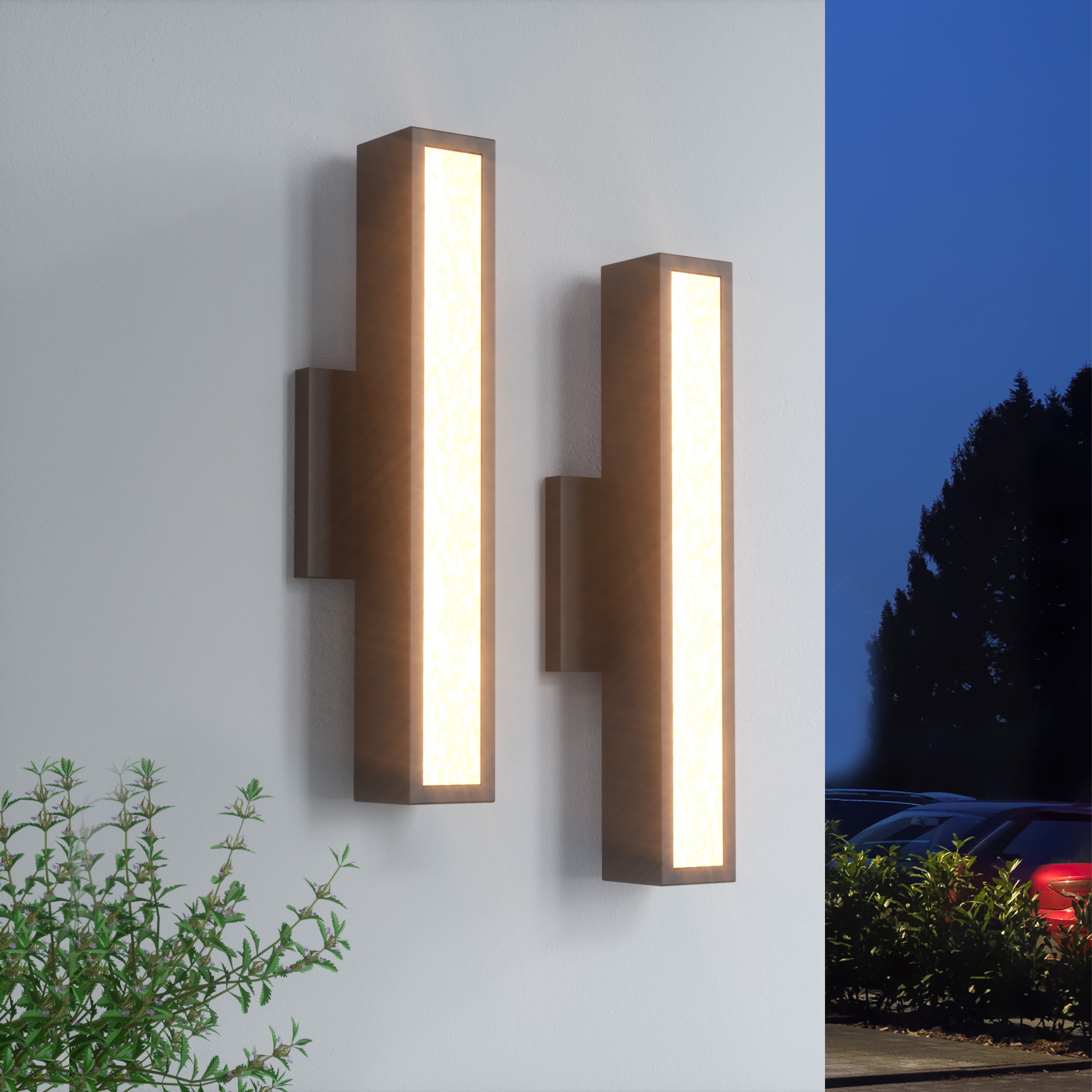 Maxax Montpelier 2 -Pack 15.4-in H Matte Black Hardwired Integrated LED Outdoor Wall Light