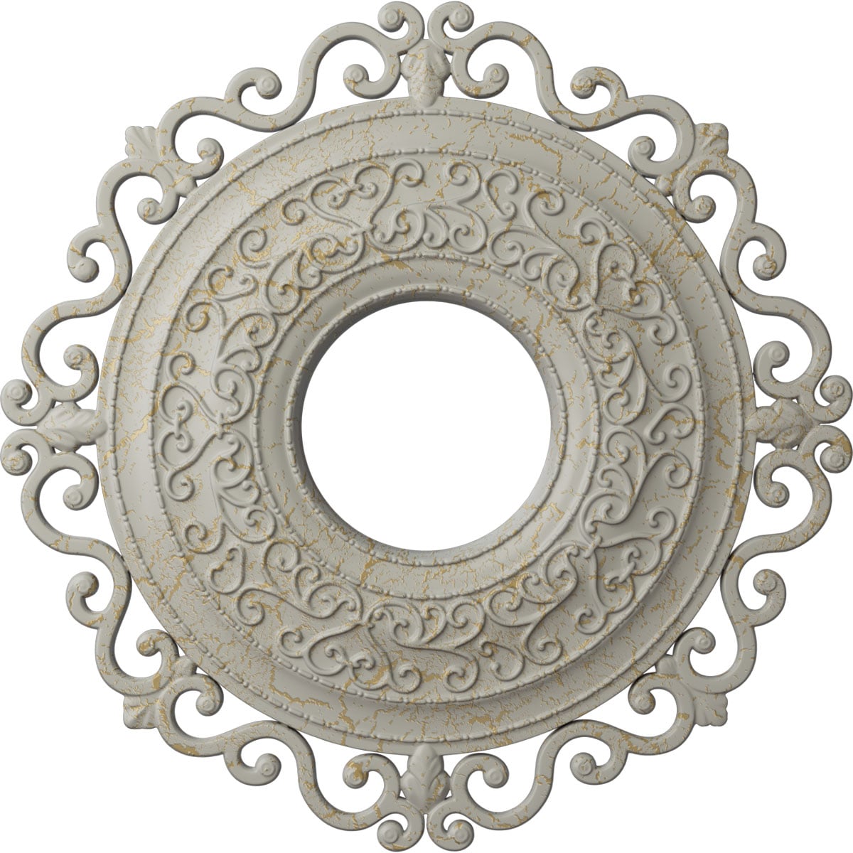 Ekena Millwork CM22ORPCC Orrington 22-in W x 22-in L Painted Pot Of Cream Crackle Polyurethane Whole Ceiling Medallion
