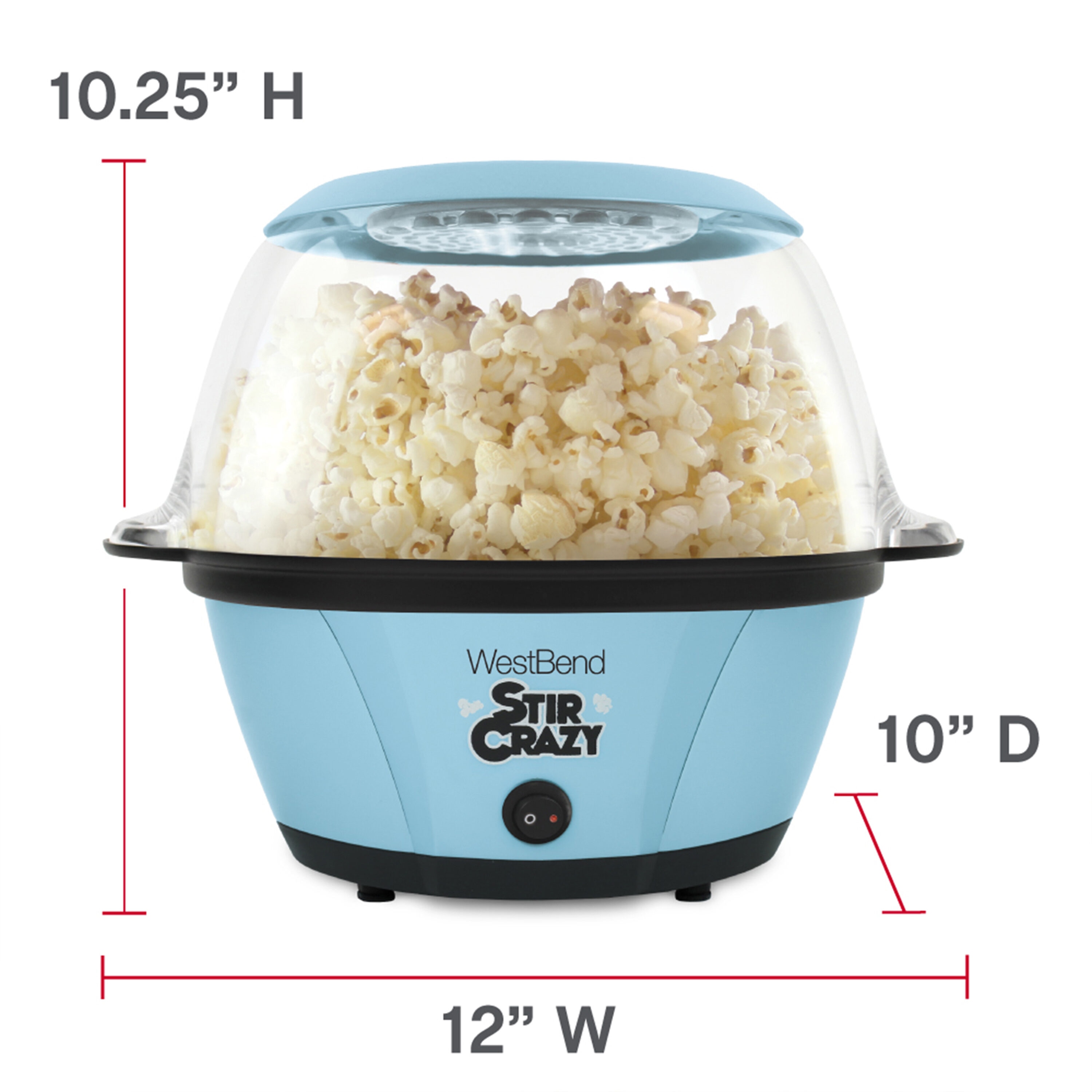 West Bend Blue Tabletop Popcorn Machine, 4 Quart Capacity, Easy to Use &  Clean, cETL Safety Listed
