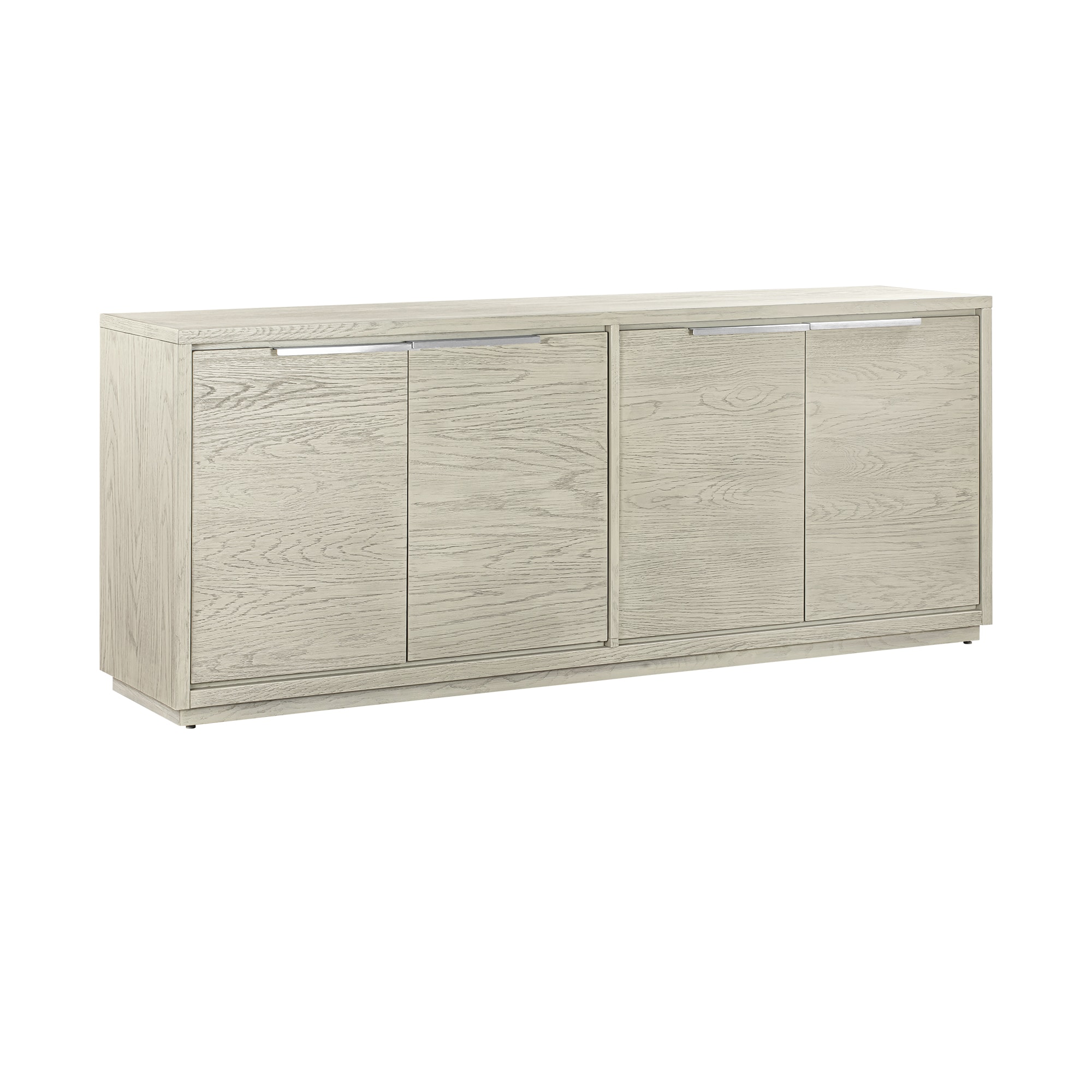 Abbey Silver Grey Oak 4-Door Sideboard with Stainless Steel Handles