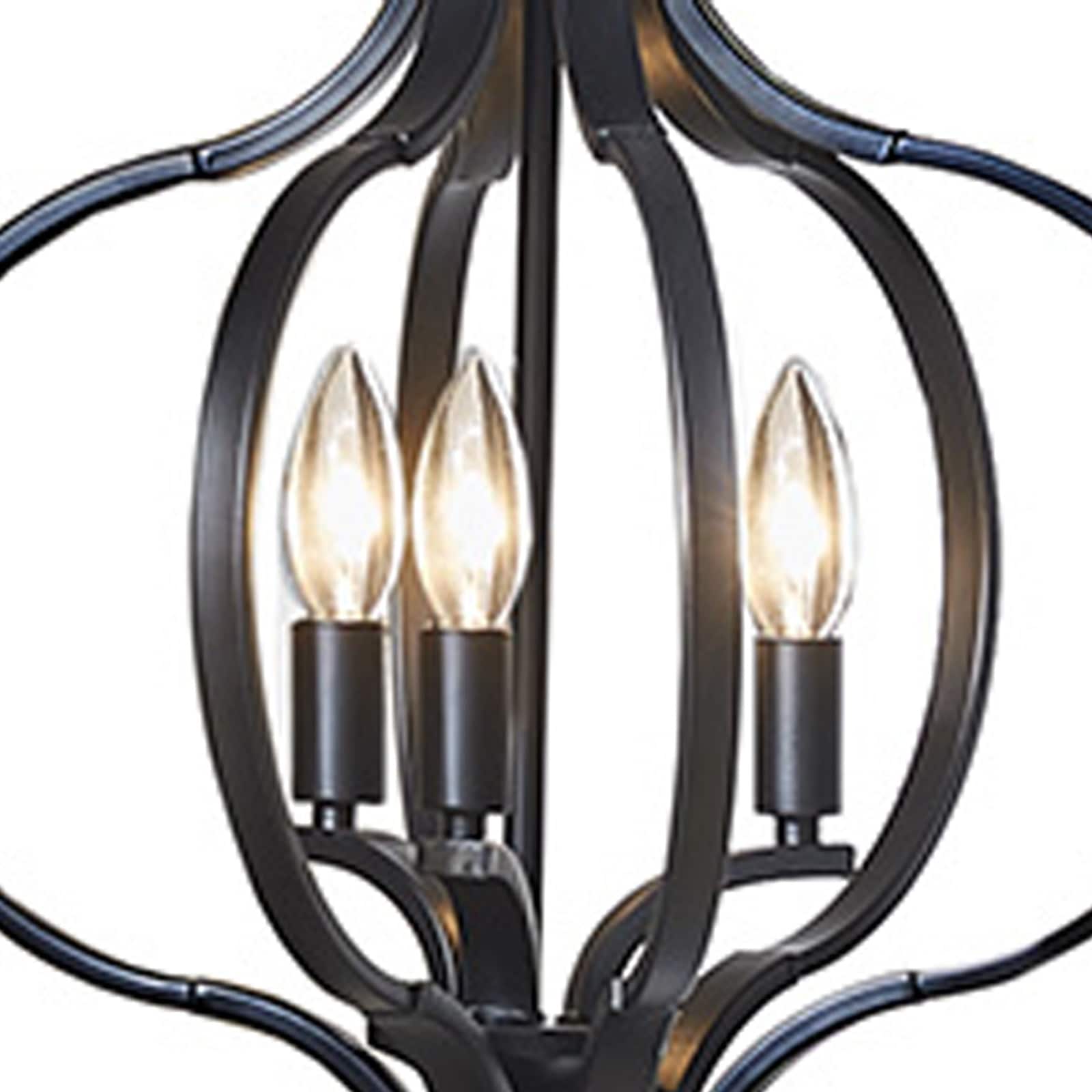 Nava Black Metal 3-Light Candle Chandelier with Adjustable Chain