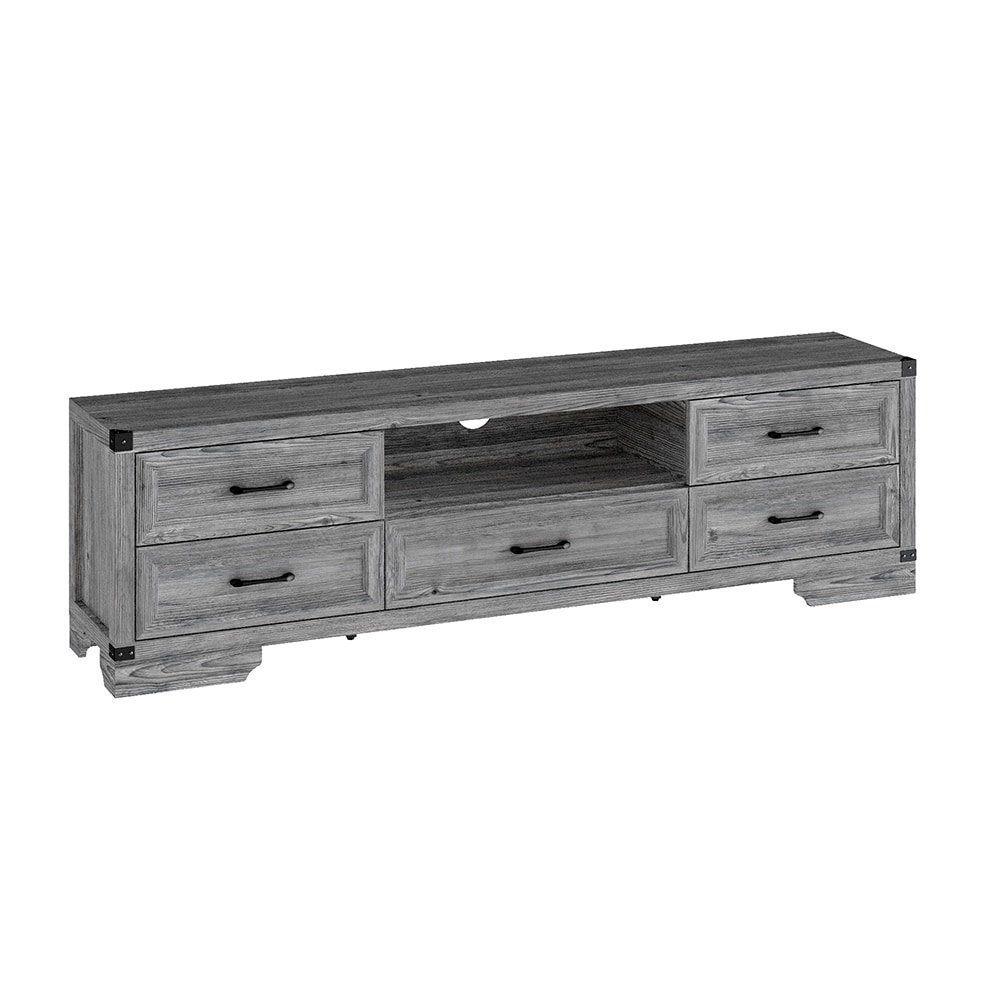 Homsee C-KF020530-02 71 Inch Gray TV Stand with 5 Drawers and Open Shelf Modern Entertainment Center Console Table for Living Room Storage
