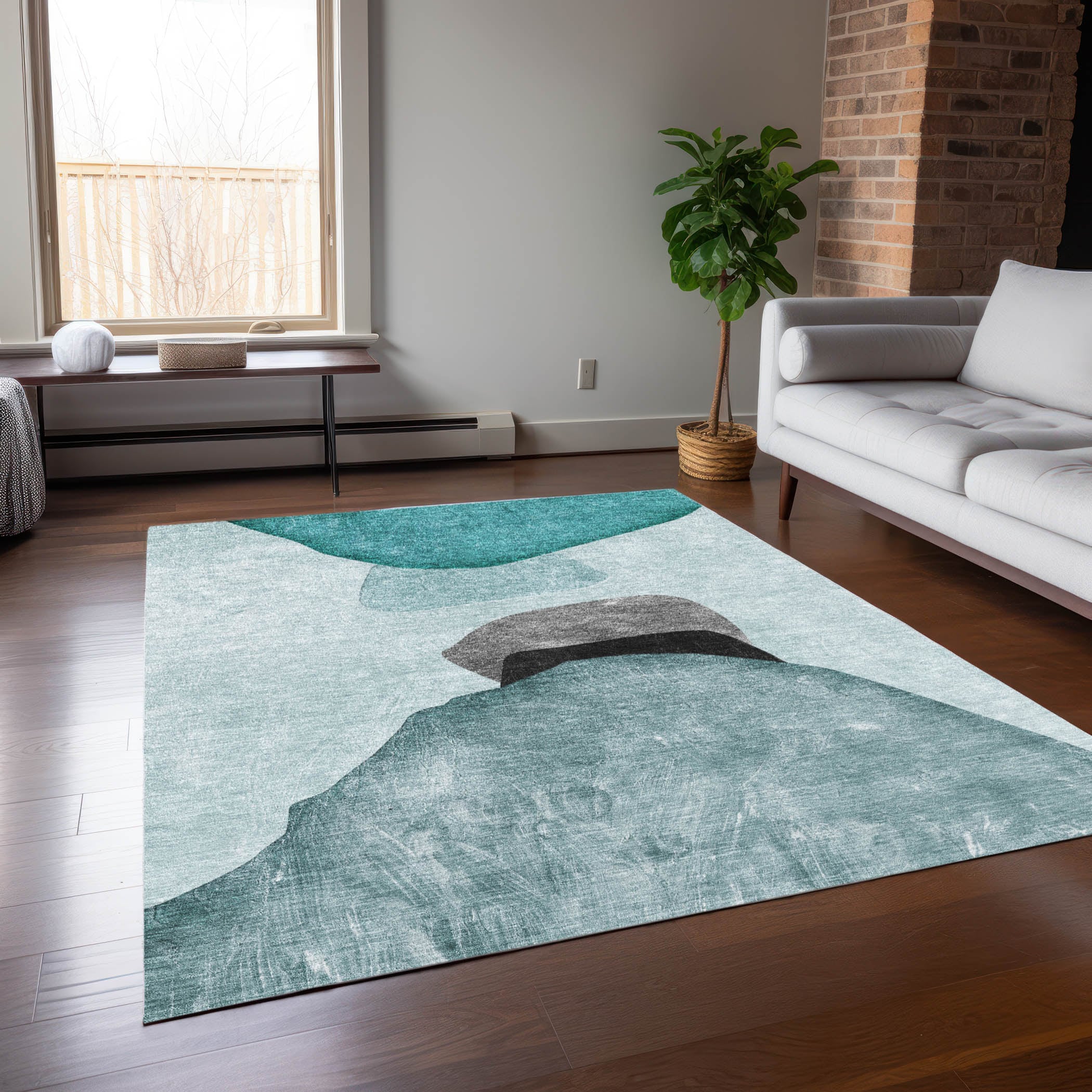 Addison Rugs ACN547TE5X8 Chantille ACN547TE 5 x 7 (ft) Polyester Teal Rectangular Indoor/Outdoor Stripe Machine washable Area rug