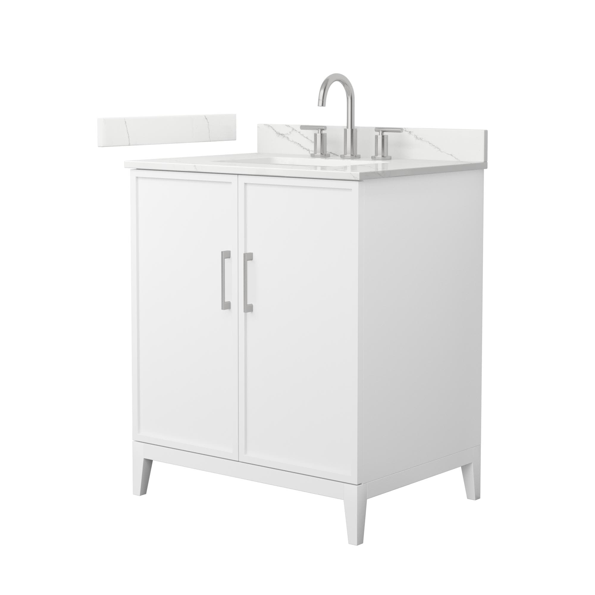 Wyndham Collection WCH717130SWHGTUS3MXX Elan 30-in White with Brushed Nickel Trim Undermount Single Sink Bathroom Vanity with Giotto Quartz Quartz Top
