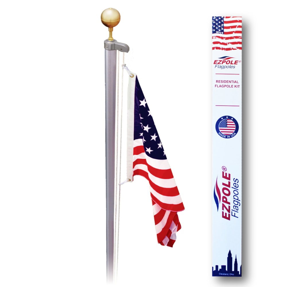 EZPOLE Classic 21 ft. Sectional Flagpole with Rope and 5-ft W x 3-ft H  American Embroidered Flag Kit in the Decorative Banners & Flags department  at