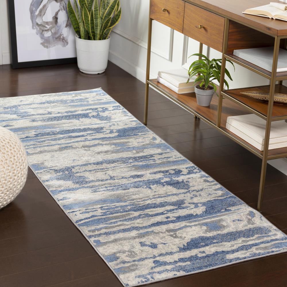 Surya MOC2312-2773 Monaco 2 x 8 Bright Blue Indoor Abstract Industrial Runner Rug