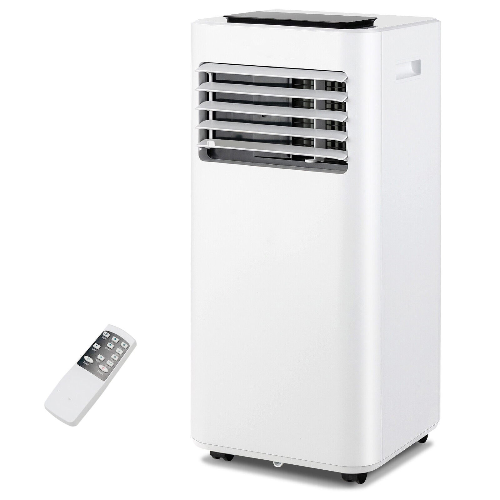Slickblue Compact Portable Air Conditioner with Adjustable Louvers Remote Control and Sleep Mode (6000 BTU Rating DOE) (115V) White Vented Portable Air Conditioner Cools 350 sq ft for Bedroom Office