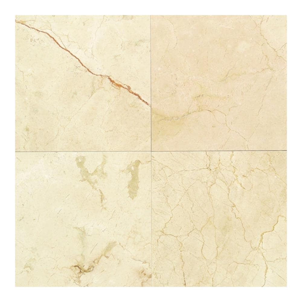 American Olean M72212121L Marble Crema Marfil Classic 12-in x 12-in Polished Natural Stone Look Floor and Wall Tile (12-sq. ft/ Carton)