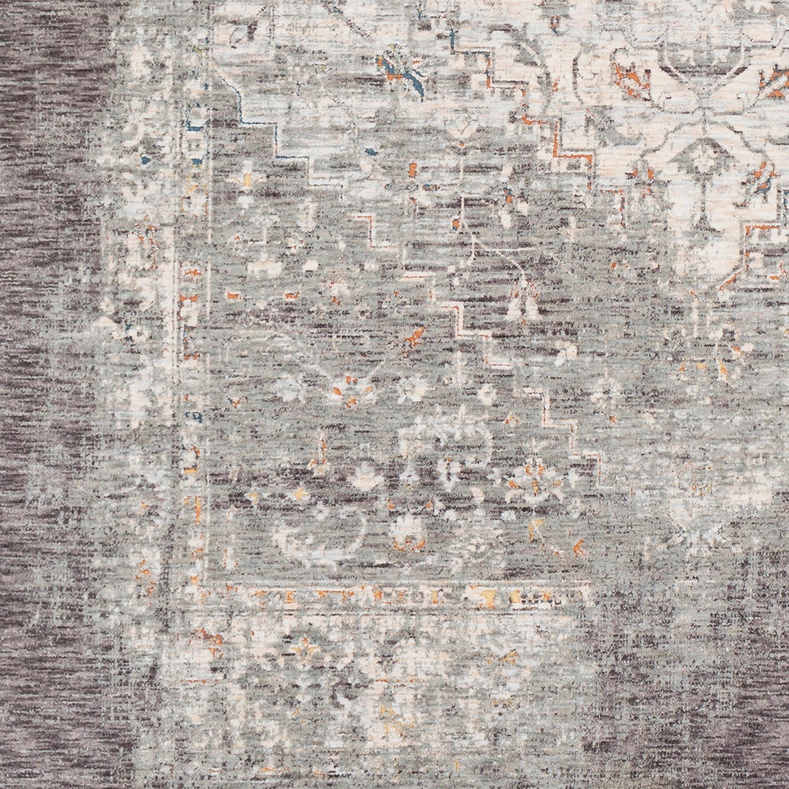 Elegant Gray Rectangular Easy-Care Synthetic Rug