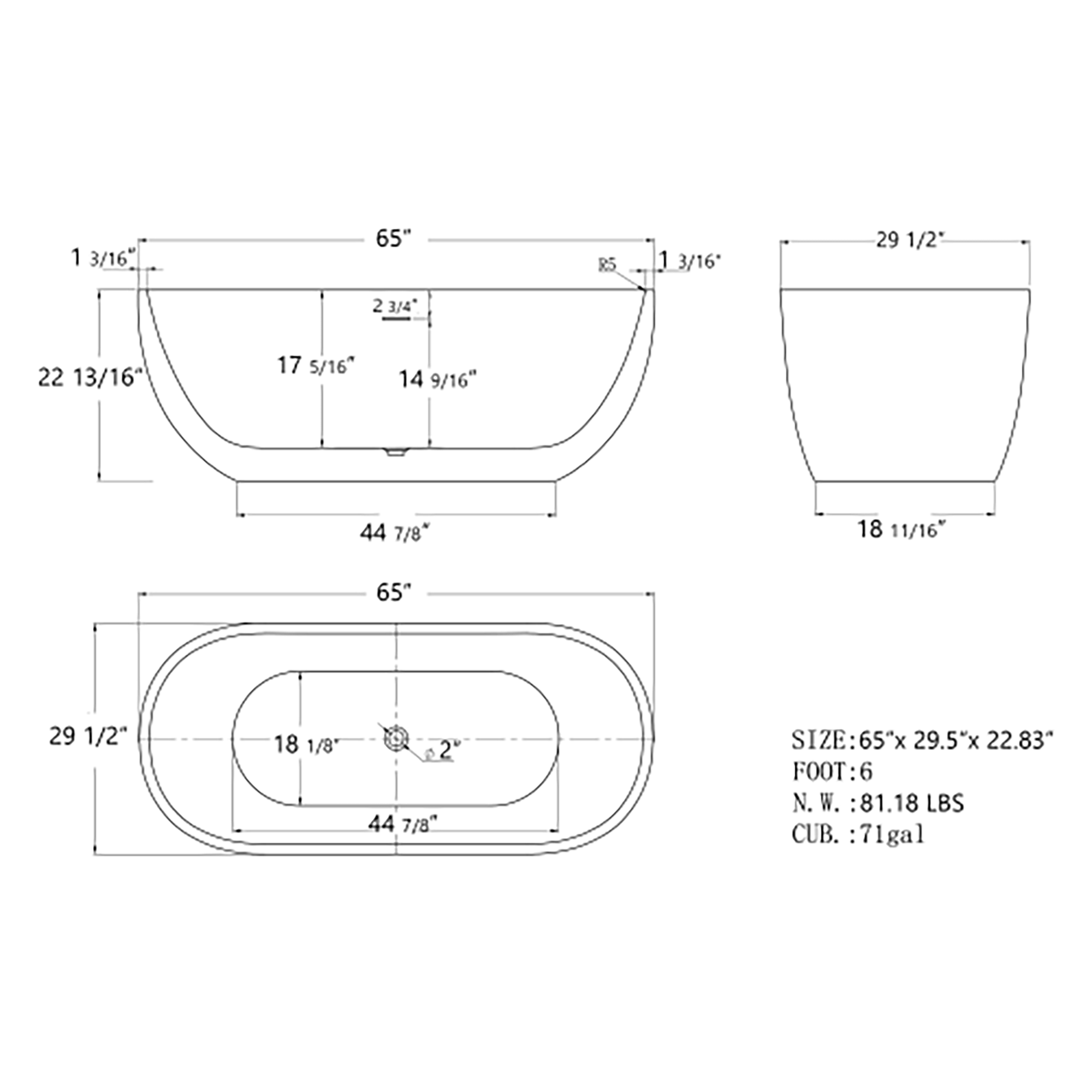 CASAINC CV-WBT31 bathtubs - View #6