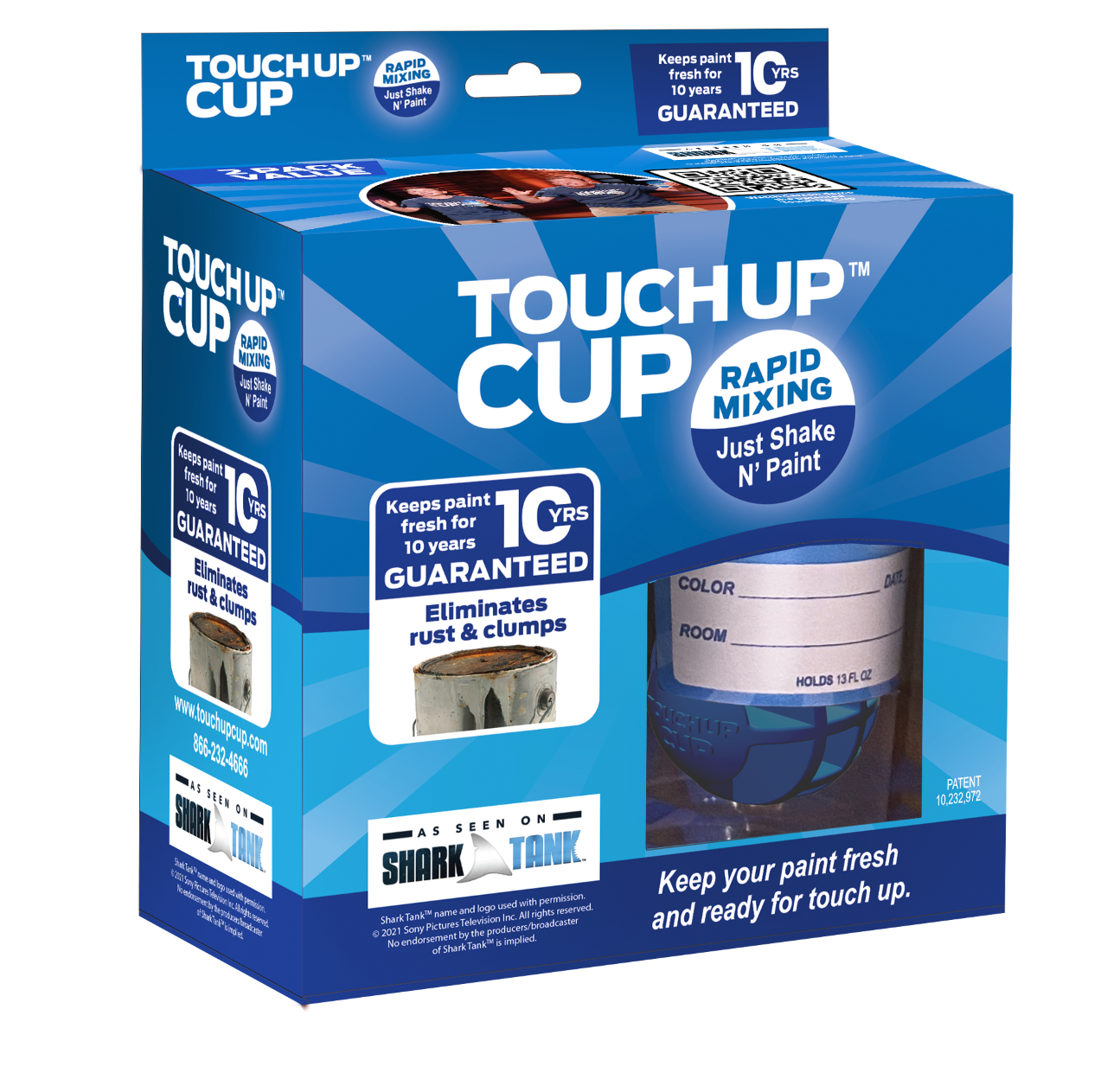 Touch Up Cup Paint Storage Containers and Fabric Painters Tarp, ​​3 Plastic  Painting Cups with Lids, 1 Drop Cloth for Painting, As Seen On Shark Tank