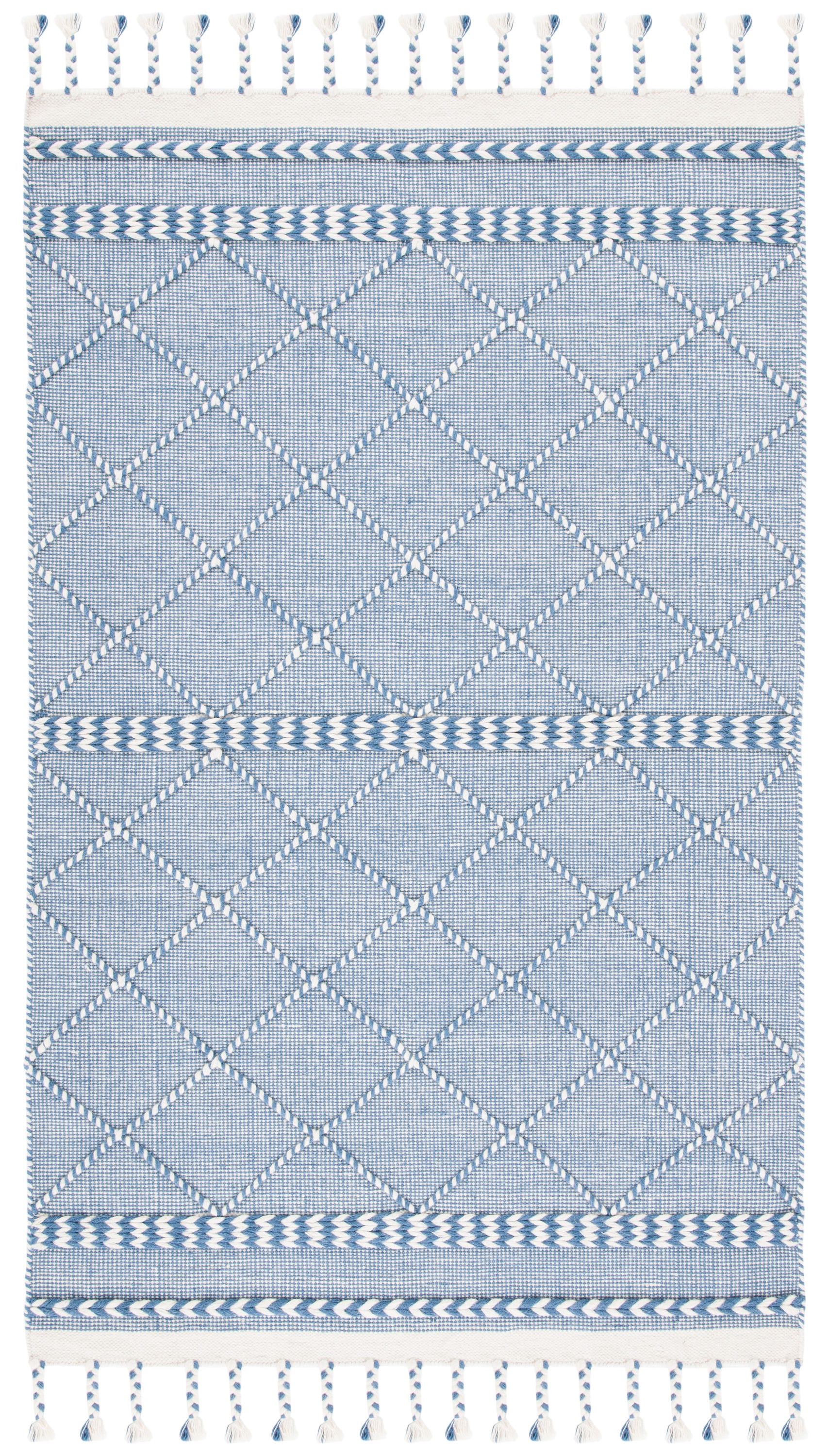 Safavieh CSB575N-5 Casablanca Constanze 5 x 8 (ft) Loomed Wool Blue/Ivory Rectangular Indoor Geometric Farmhouse/Cottage Area rug
