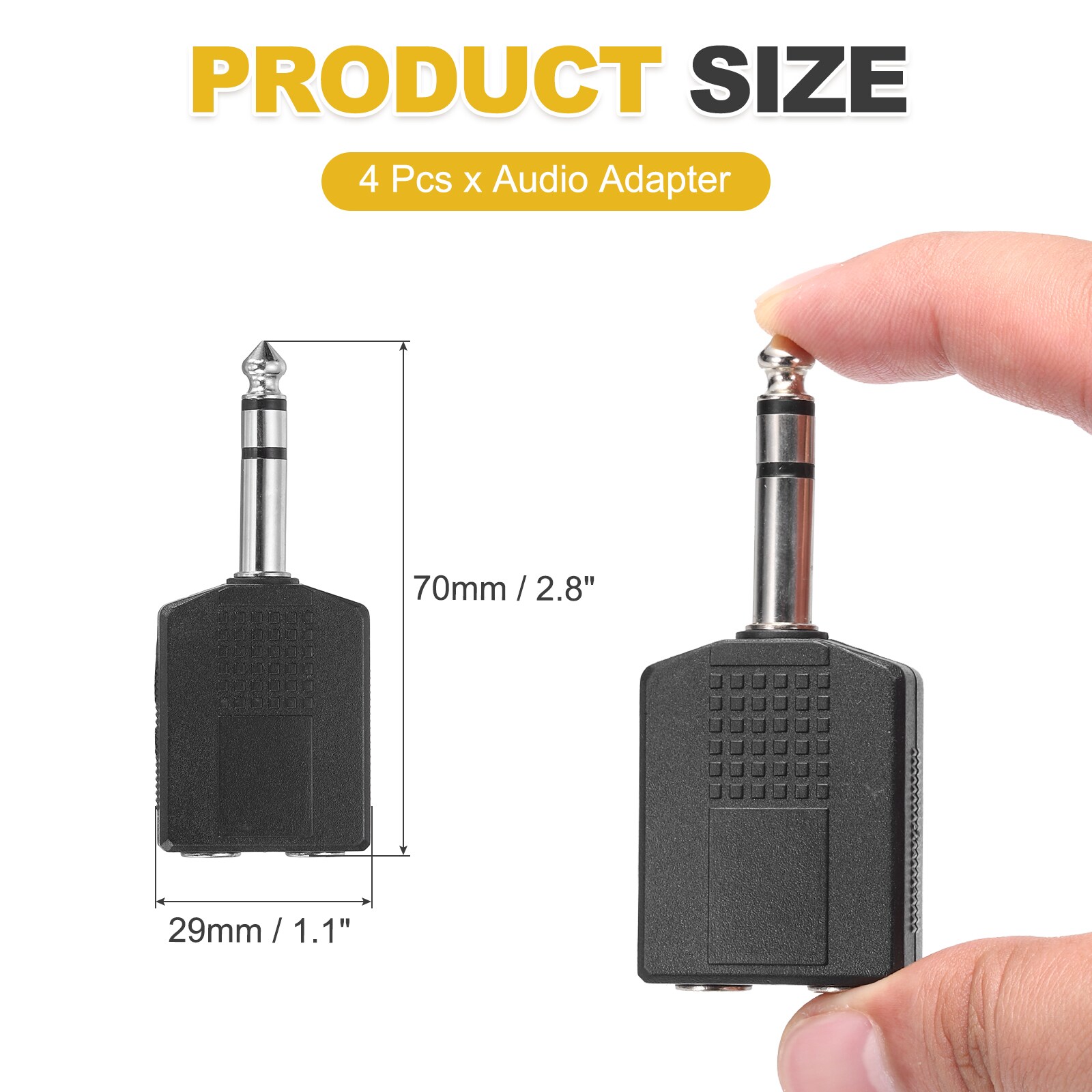 Unique Bargains 4pcs TRS6.35mm Male to 2x6.35mm Female Cable Adapter ...