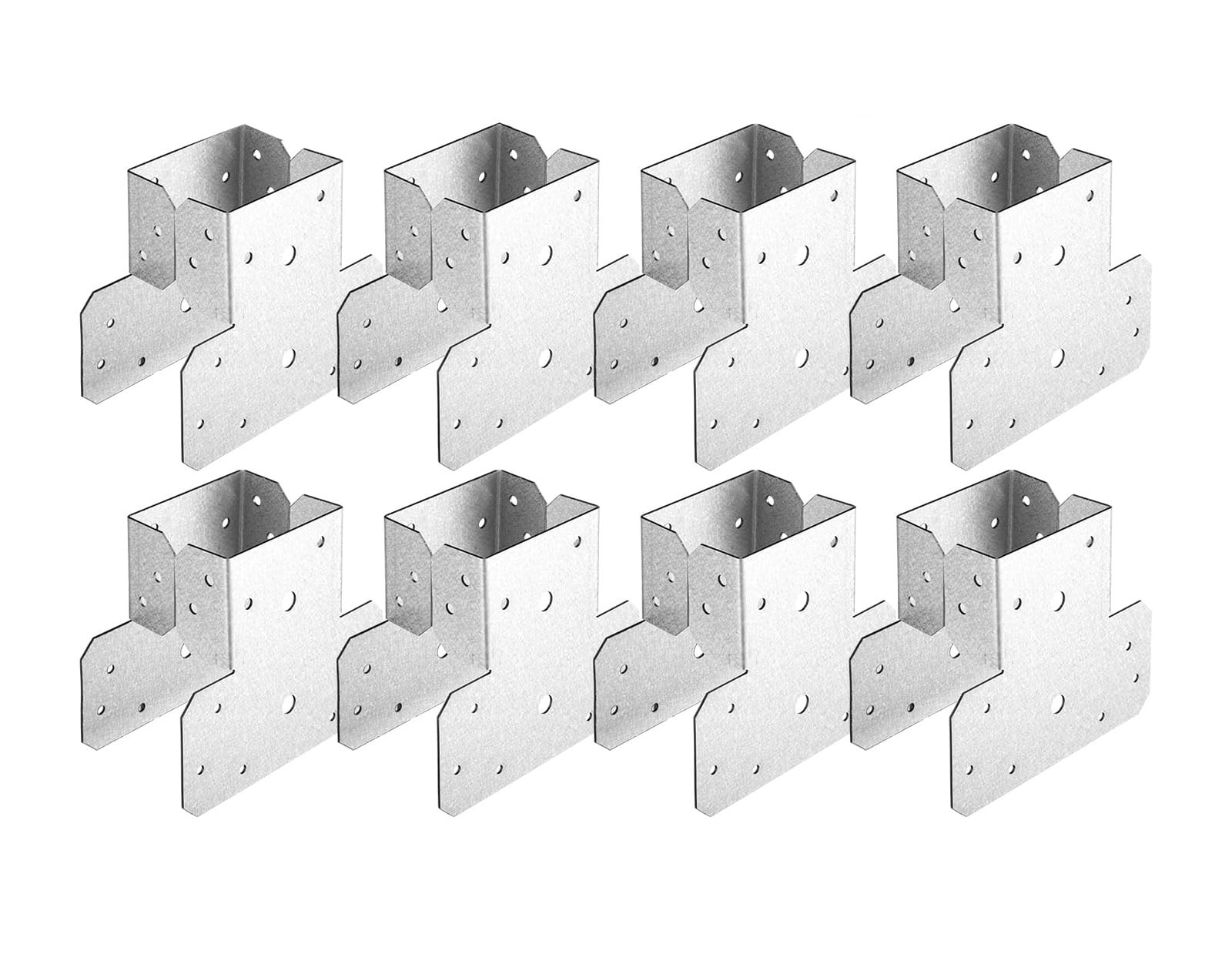 Etokfoks  4 Set T Shaped Post Caps 4x4 4x6 Beam Brackets T Post Beam Connector Roof Tie Bracket Two Piece Type Adjustable for 4x4 4x6 16 Ga