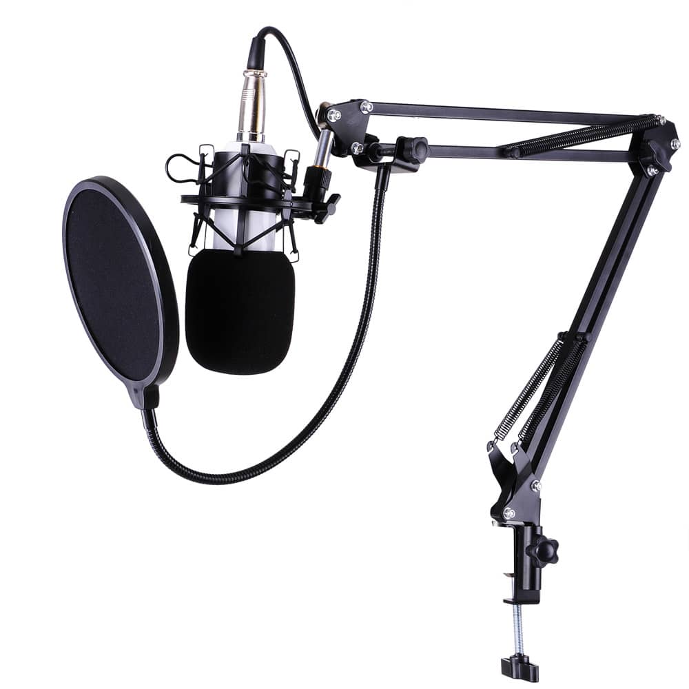 Yescom 28CMI-ROUND-07-LO BM-700 Studio Recording Condenser Microphone and NB-35 Adjustable Arm Stand Shock Mount and Pop Filter