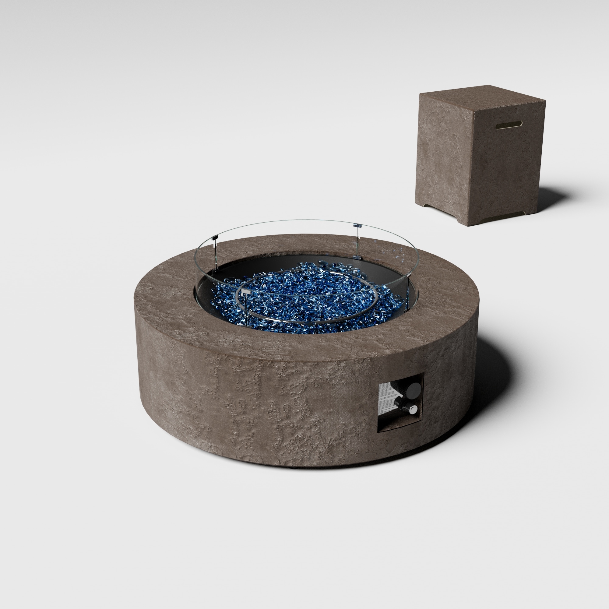 UPHA Concrete Propane Fire Pit Table 42-in W 50000 Maximum BTUs Concrete Rectangle Liquid propane Fire pit table