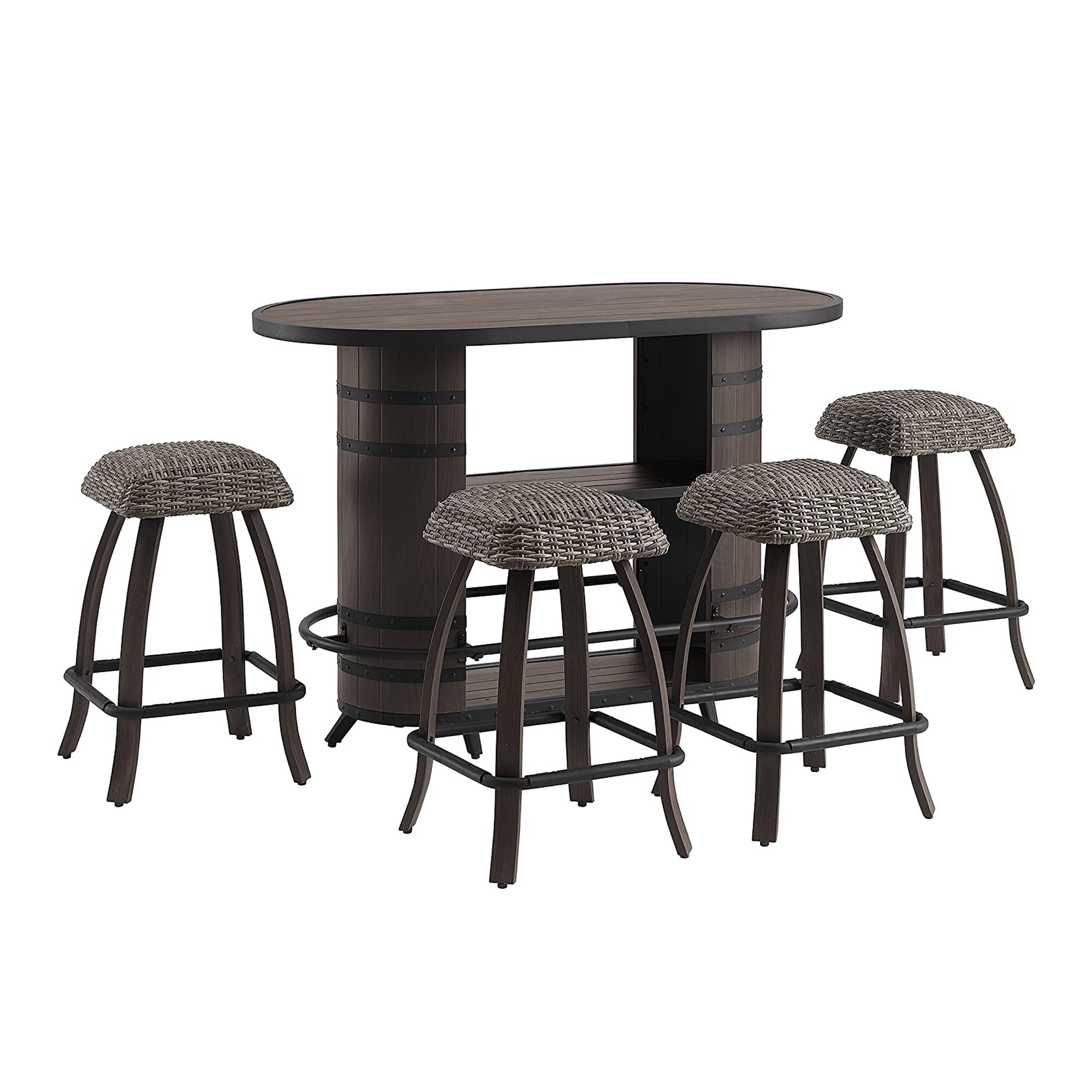 PEAK HOME FURNISHINGS Patio Bar Set 5 Piece Outdoor High Bar Stool