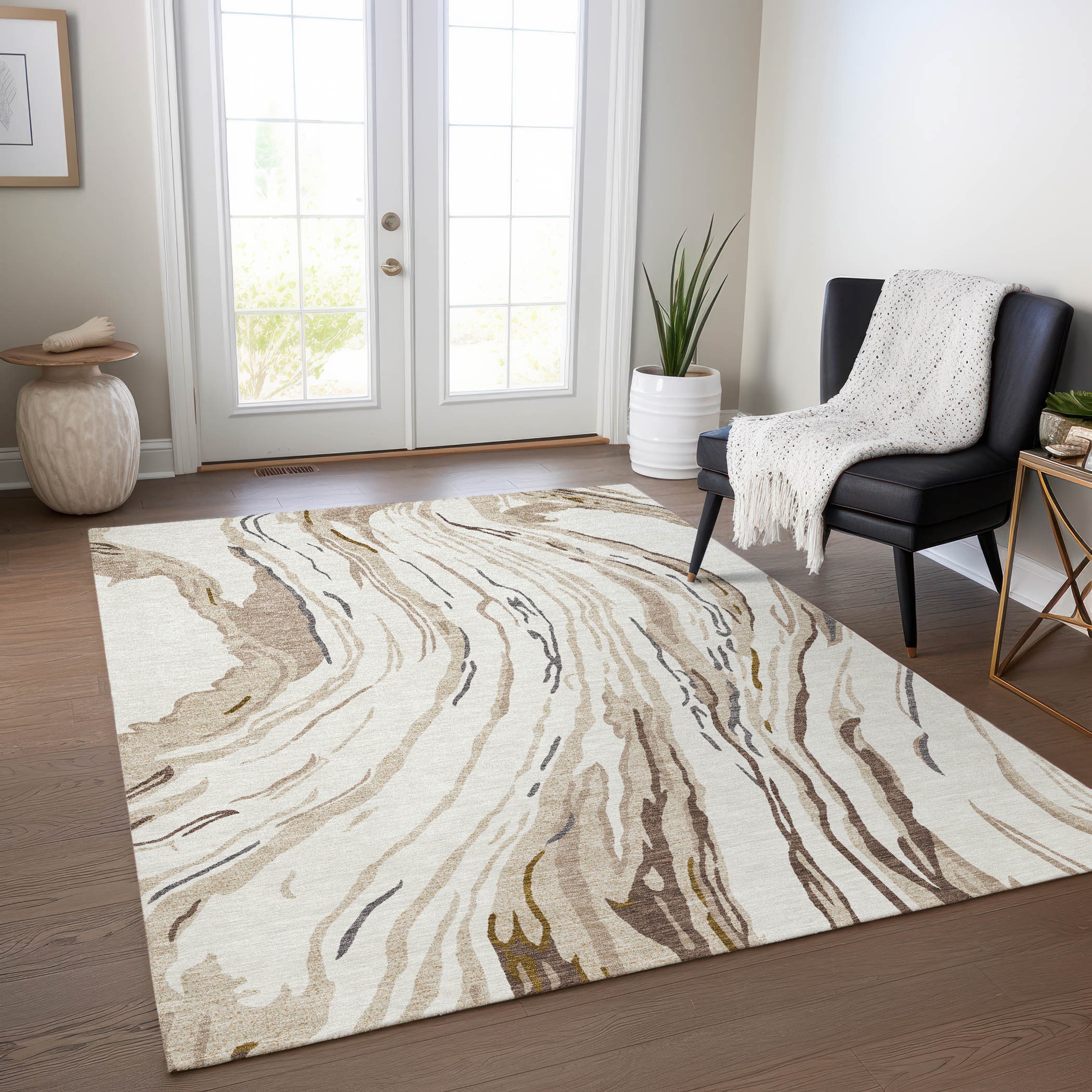 Addison Rugs ACN1037IV30X46 Chantille ACN1037IV 2 x 3 (ft) Polyester Ivory Rectangular Indoor/Outdoor Geometric Machine washable Area rug