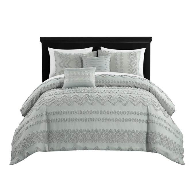 Addison 9 Piece Grey King Comforter Set, Grey King Size Bed Set