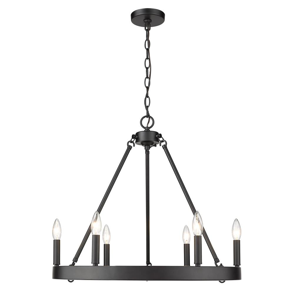 Alastair Matte Black 6-Light Transitional Wagon Wheel Chandelier