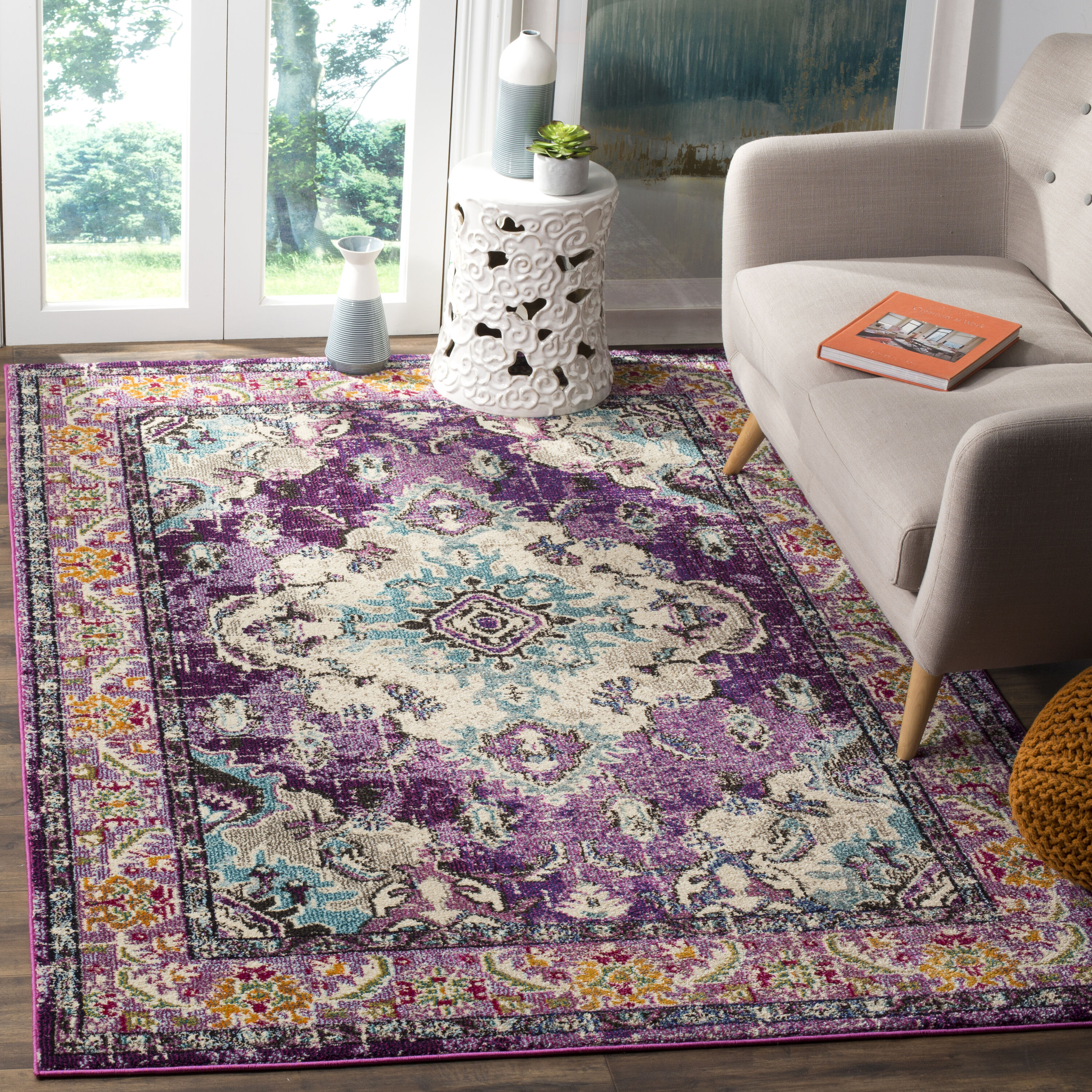 Safavieh MNC243L-1115 Monaco Mahal 11 x 15 (ft) Loomed Polypropylene Violet/Light Blue Rectangular Indoor Distressed/Overdyed Oriental Area rug