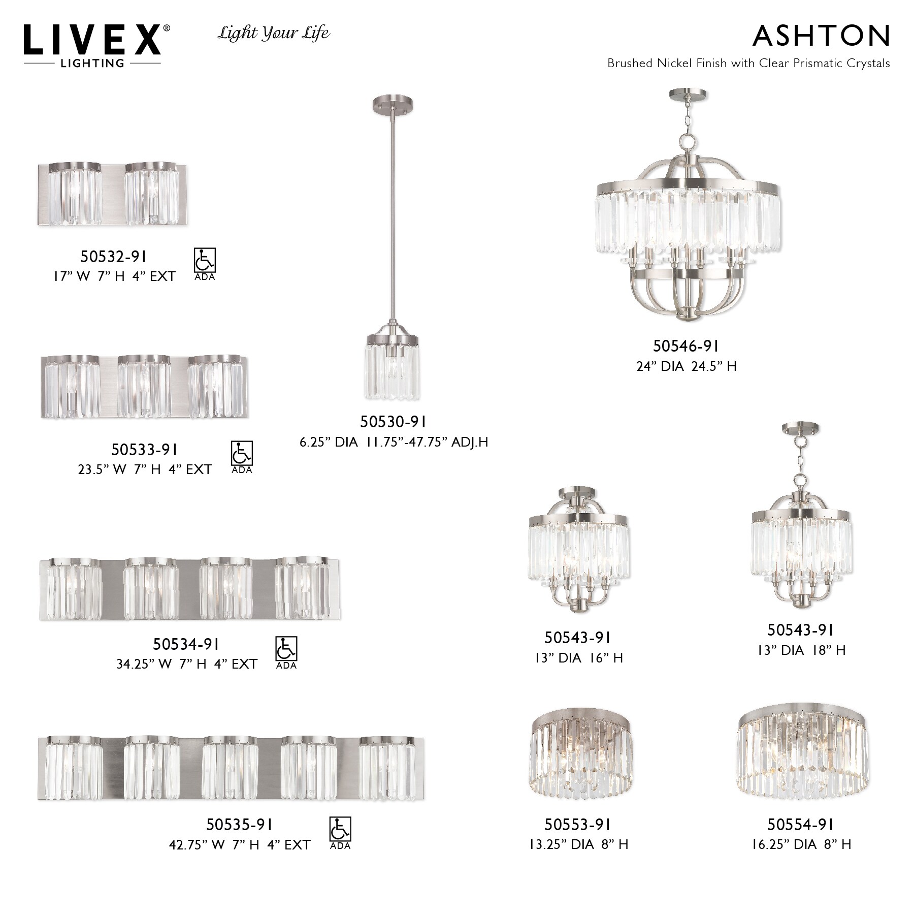 Ashton 1920s Style Brushed Nickel 4-Light Flush Mount with Crystal Shade