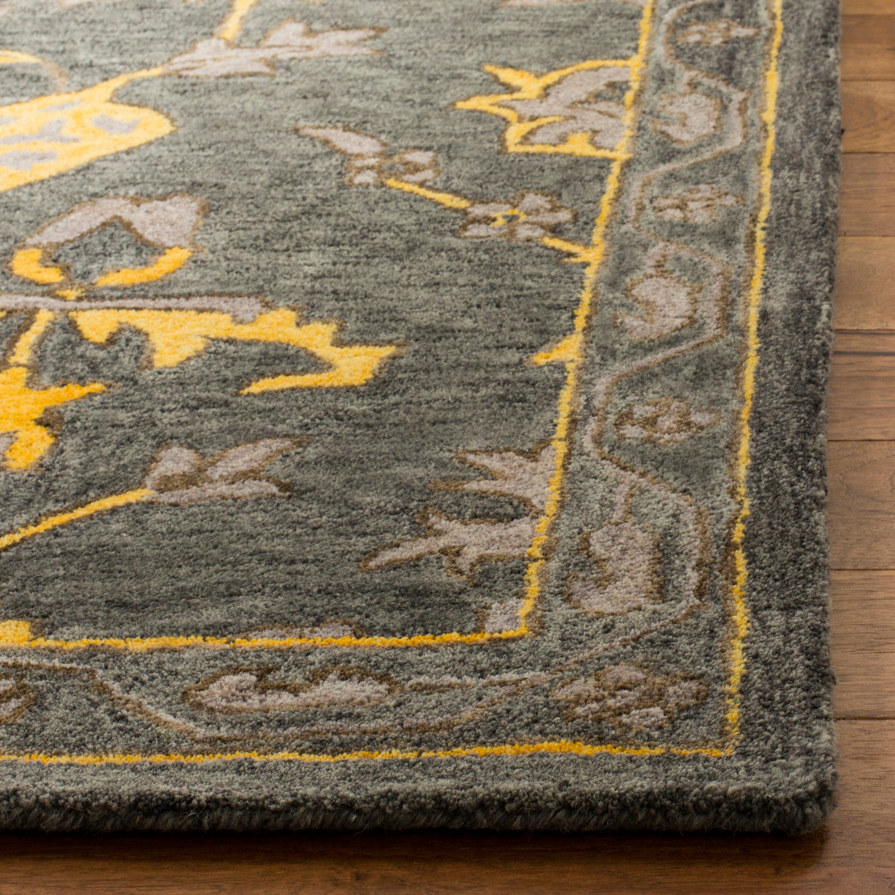 Handmade Gray Round Wool Tufted Area Rug, 30"