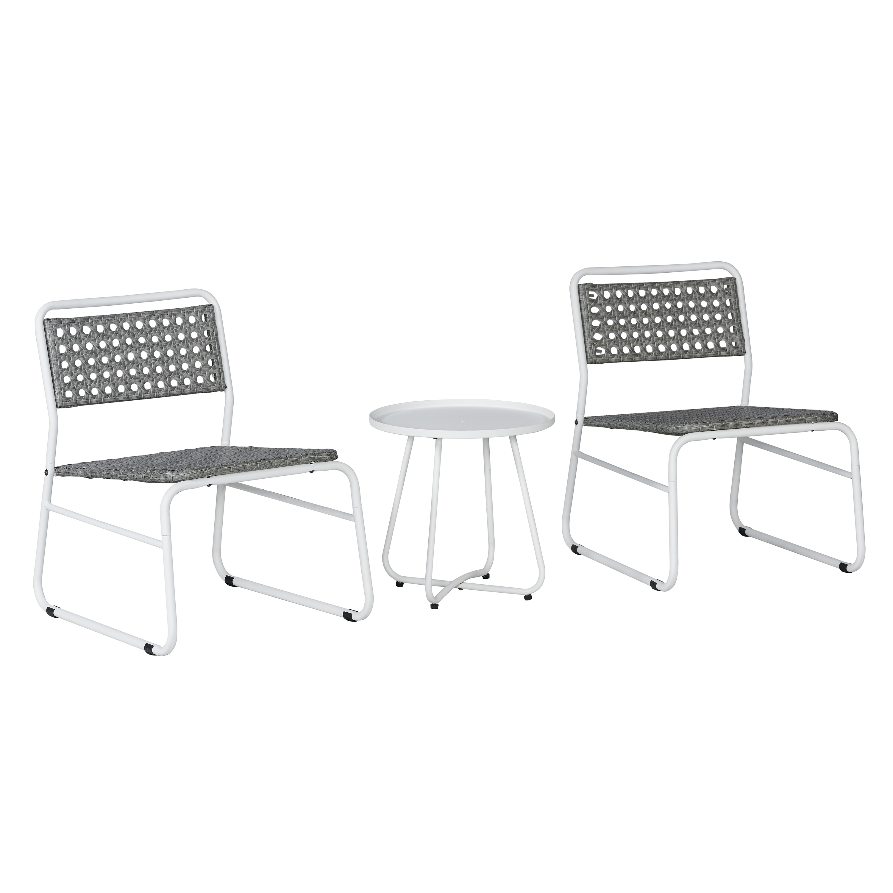 Freja White and Gray Faux Rattan 3-Piece Patio Set