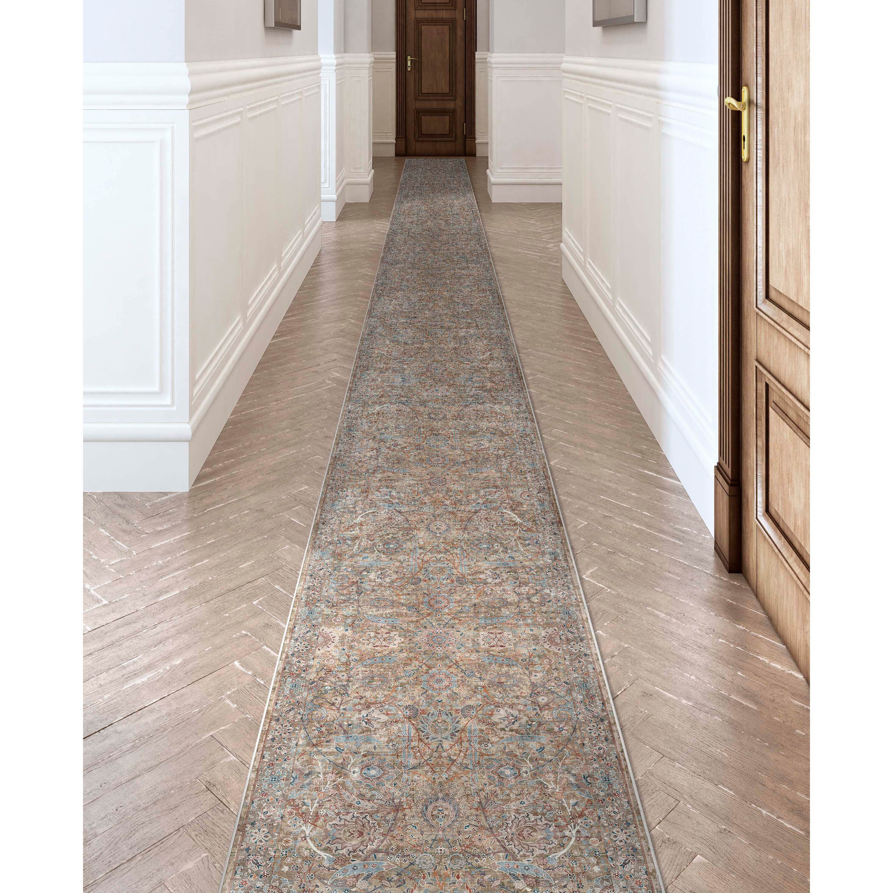 Well Woven W-AS-03A-2H 2 x 24 (ft) Flatweave Polyester Blue Rectangular Indoor Medallion Vintage Runner rug