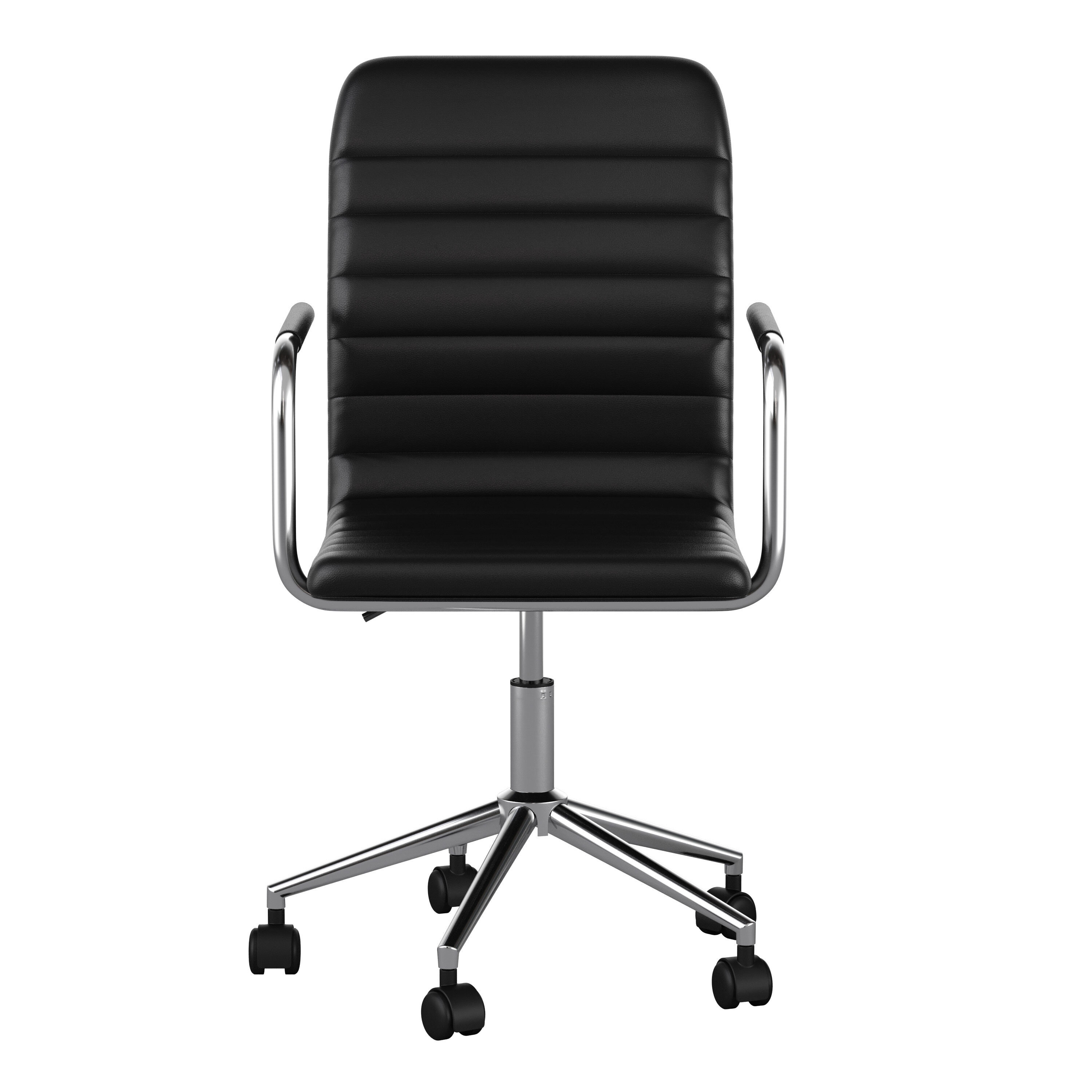 Black Faux Leather Executive Swivel Office Chair with Polished Nickel Frame