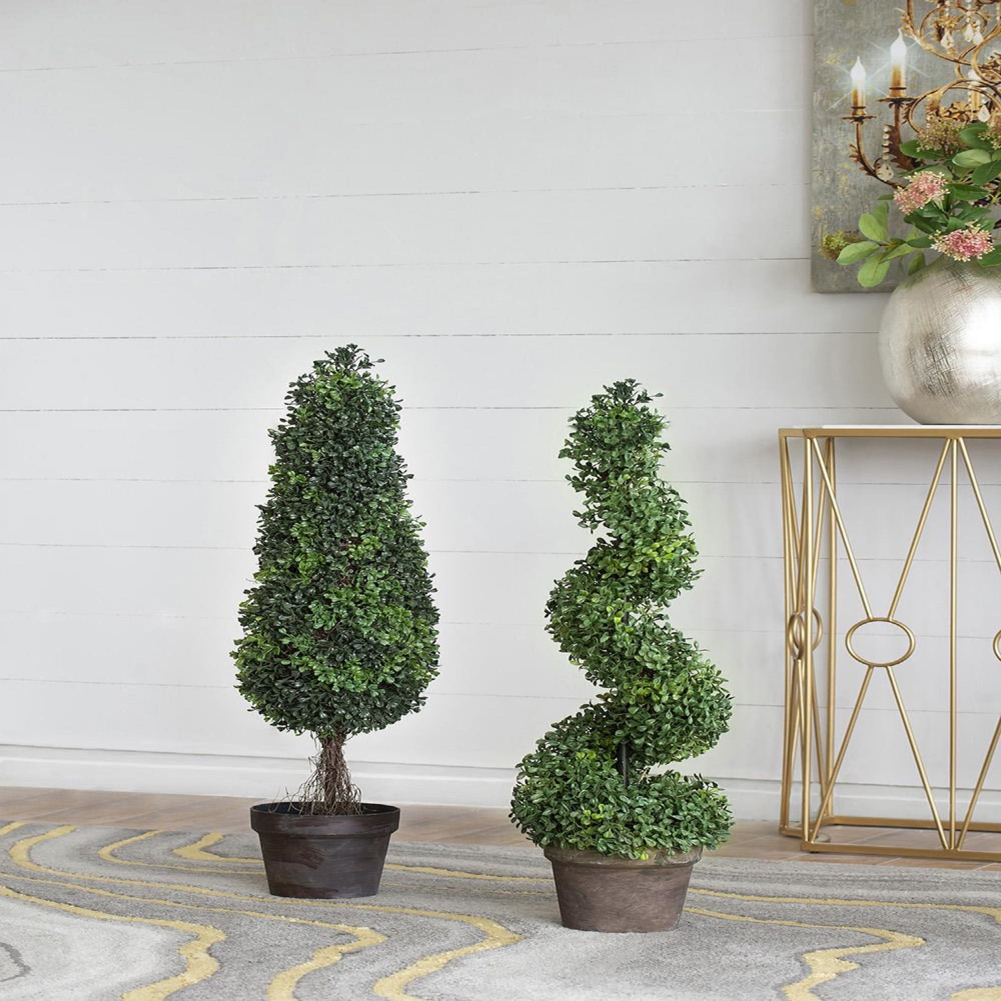 Elegant 35" Outdoor Faux Boxwood Topiary in Pot