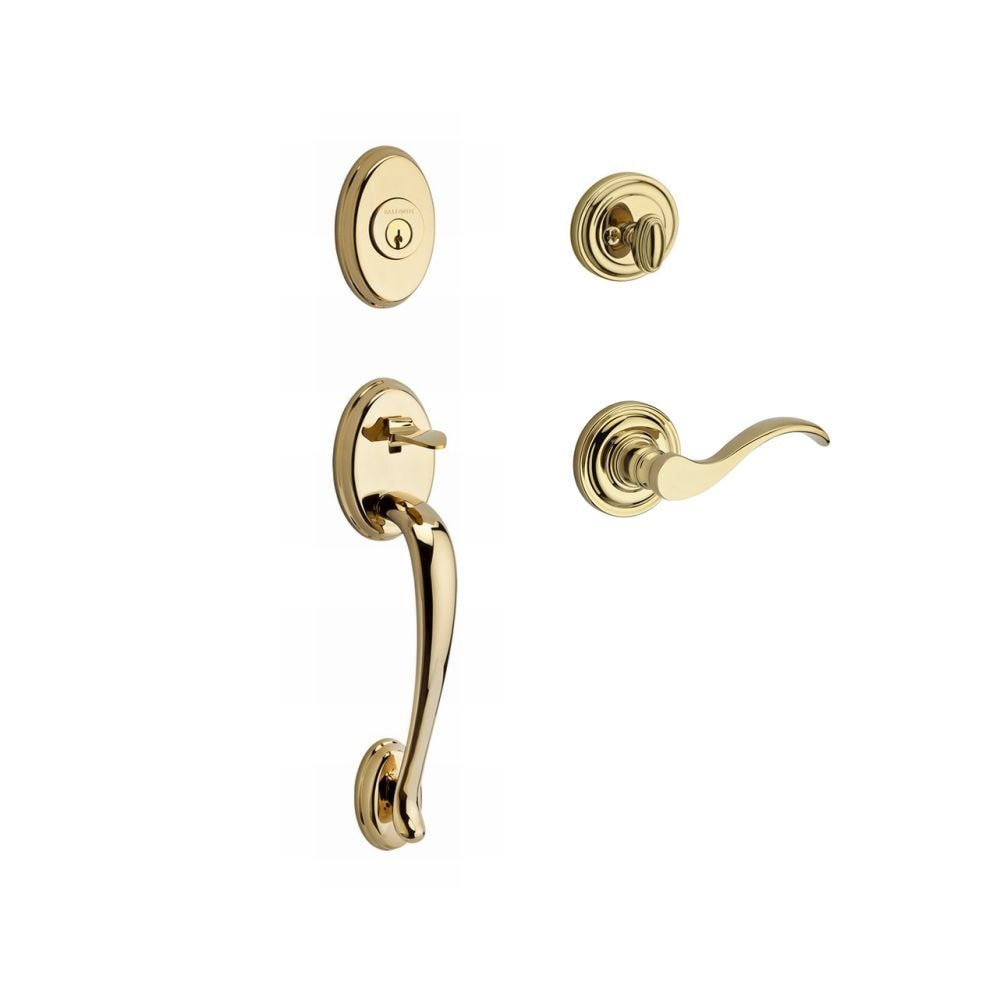Baldwin SCCOLXCURRTRR003 Reserve Reserve Lifetime Brass Single-Cylinder Deadbolt Keyed entry door handleset with Curve Lever