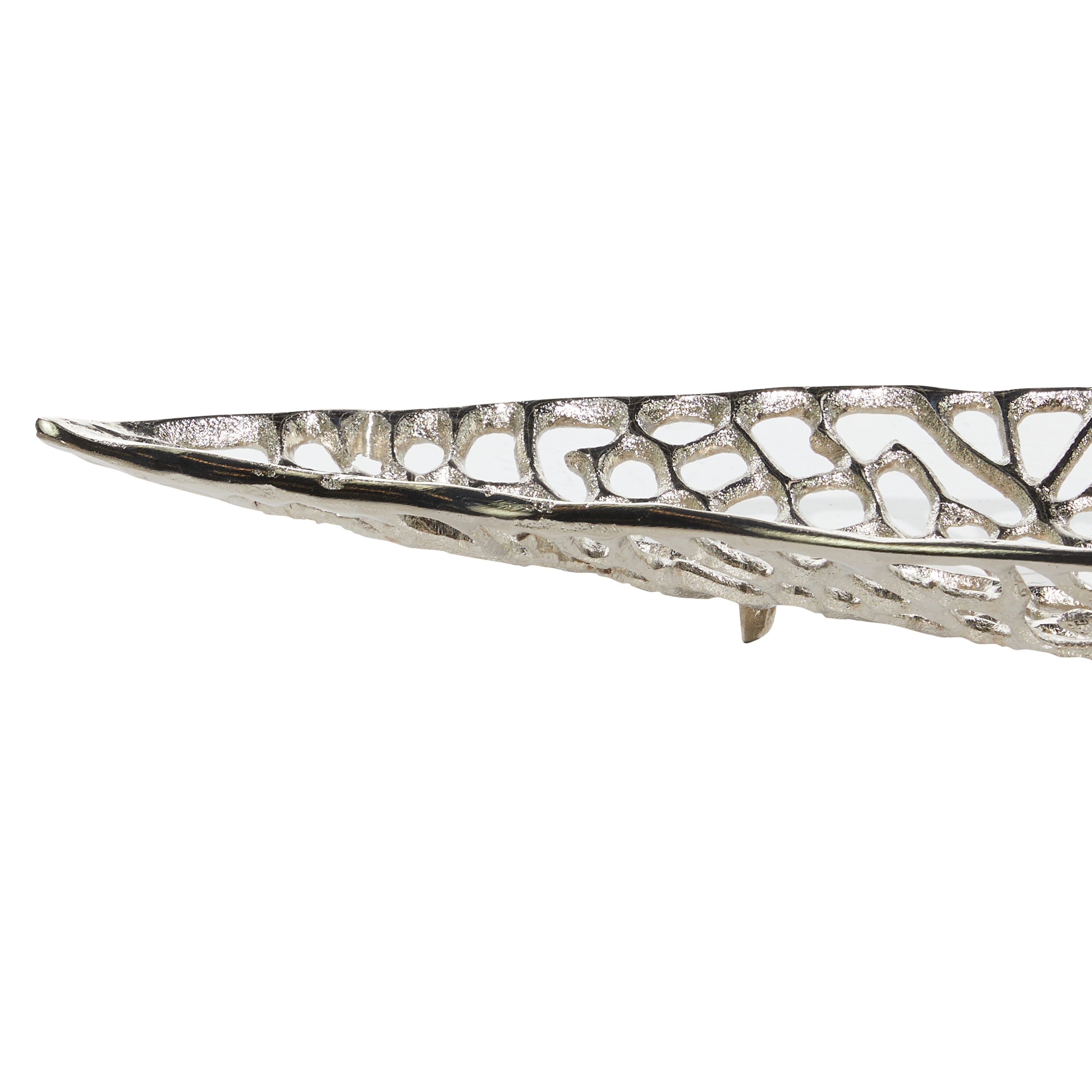 Silver Aluminum Leaf Shaped Decorative Tray Set