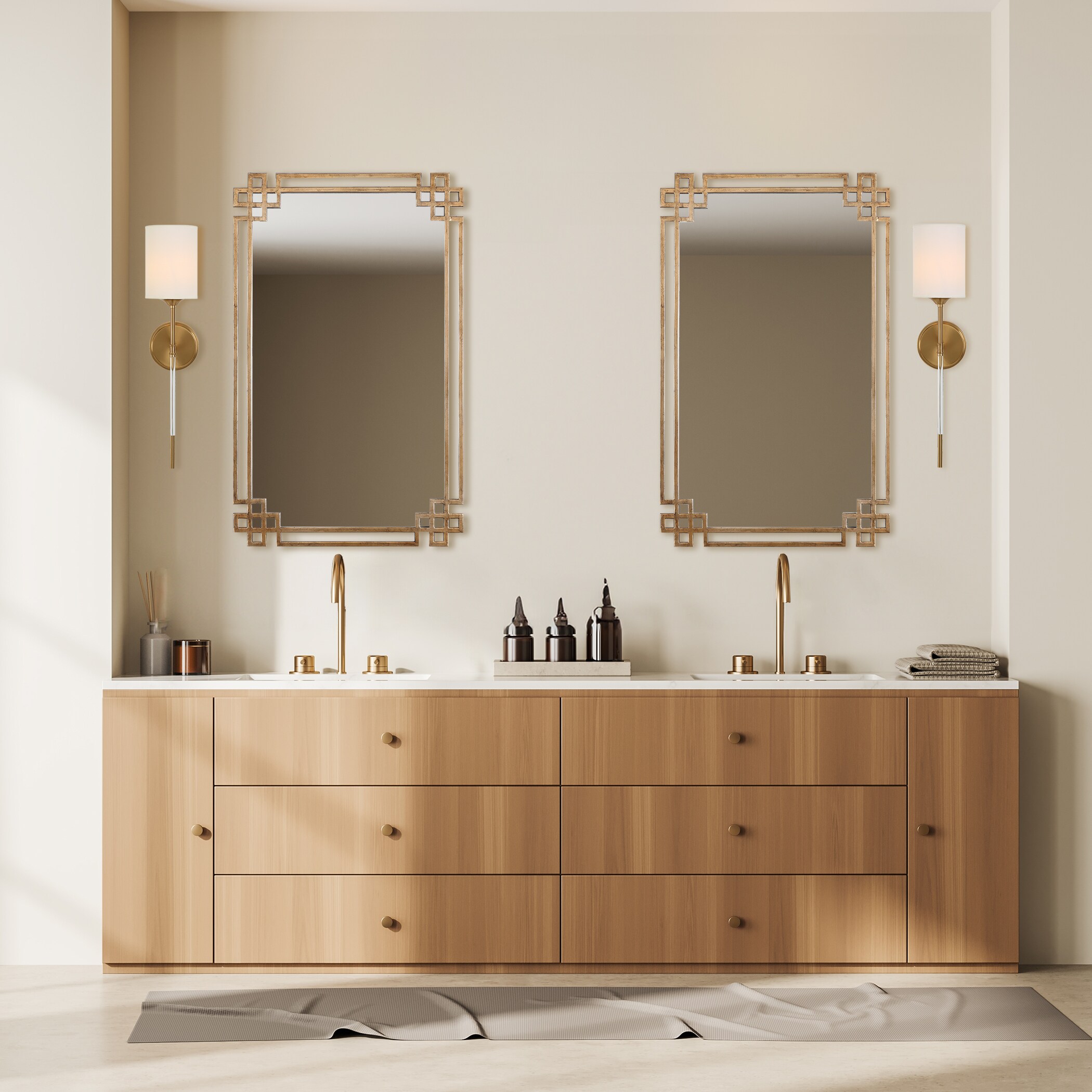 Contemporary Elegance Gold Rectangular Metal Wall Mirror 23"x37"