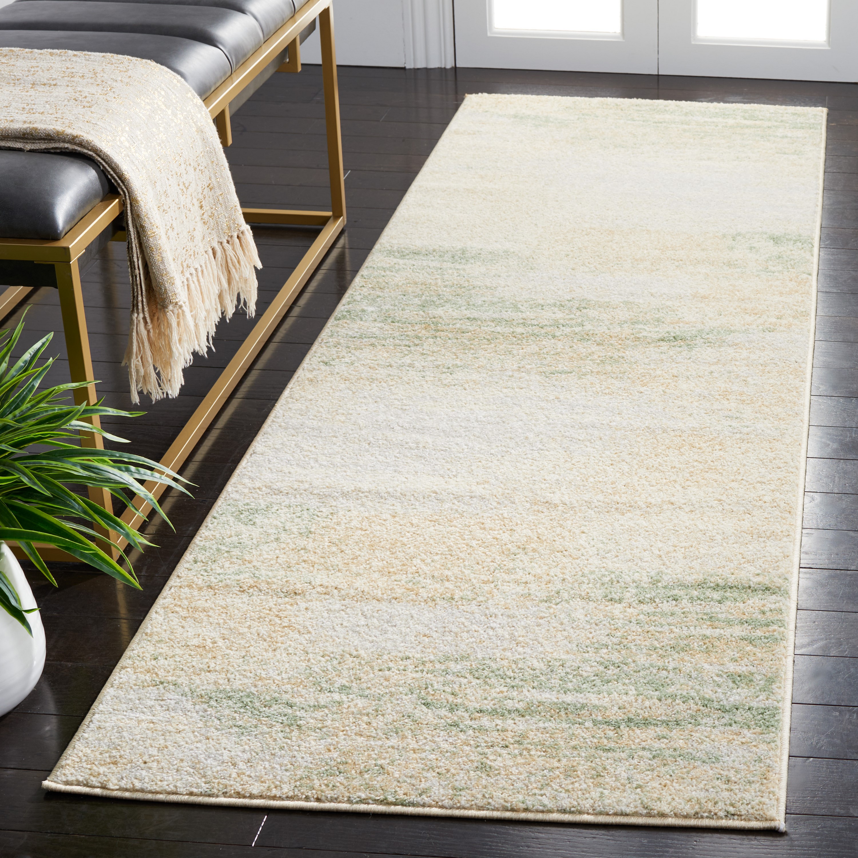Safavieh ADR112D-28 Adirondack Zayne 3 x 8 (ft) Loomed Polypropylene Ivory/Gold Rectangular Indoor Abstract Lodge Runner rug