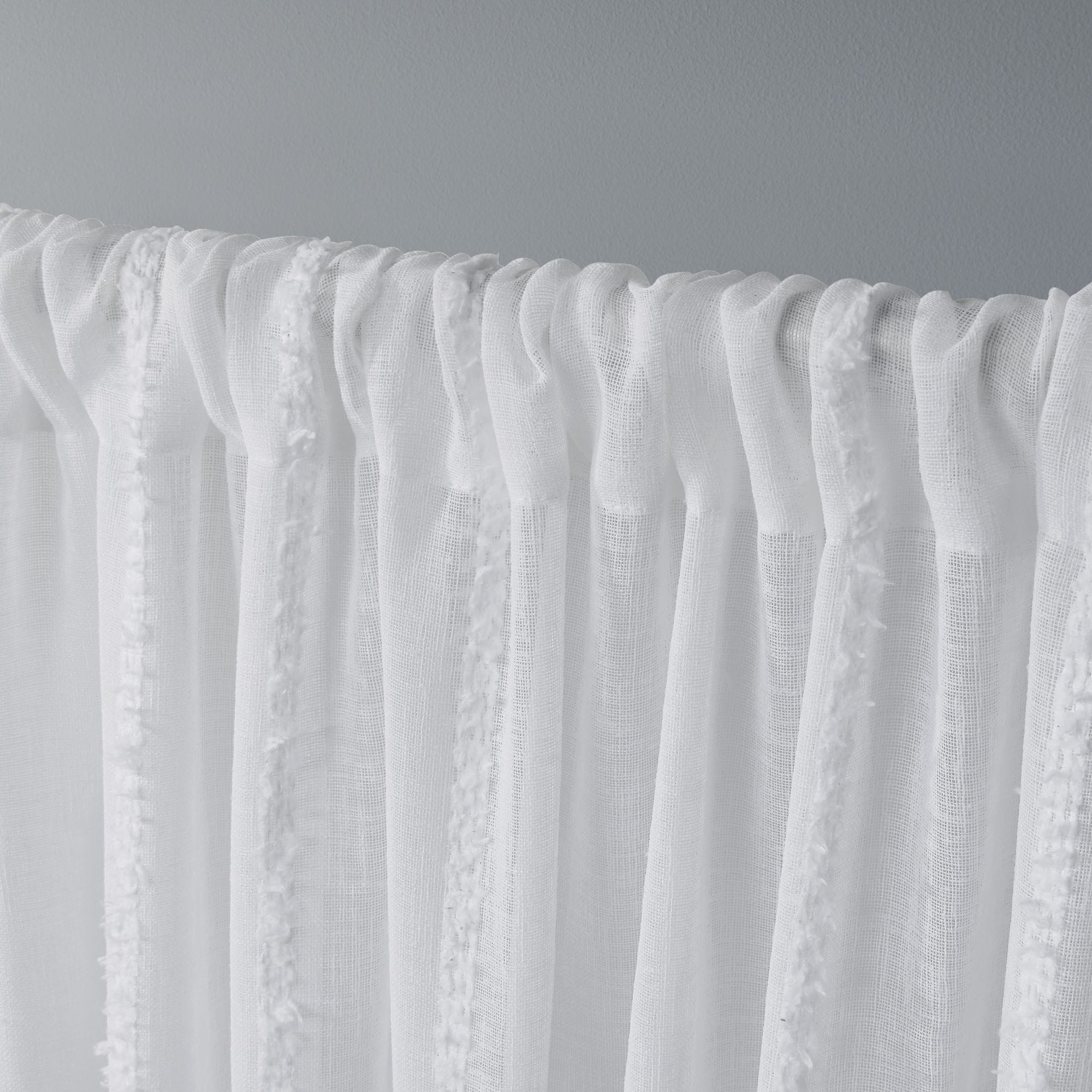 Winter White Sheer Linen Rod Pocket Curtain Panel Pair
