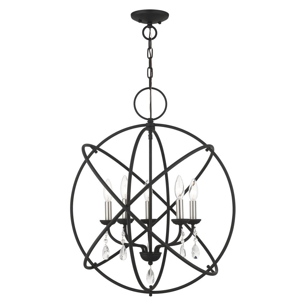Livex Lighting 40905-04 Aria 5 -Light Matte Black Transitional For Use in Bathrooms, Bedrooms, Dining Rooms, Foyers, Kitchens, Living Rooms Chandelier