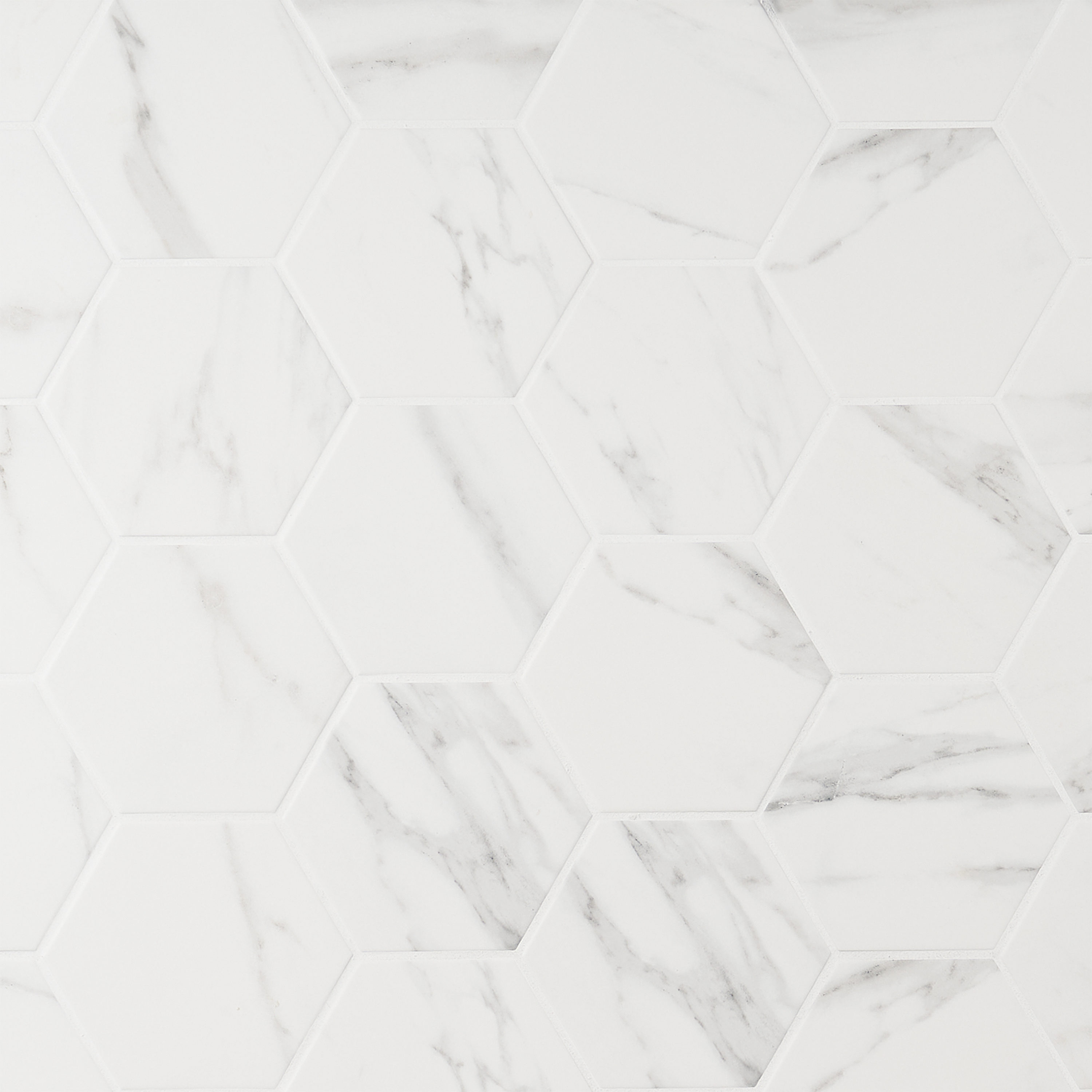 Artmore Tile EXT3RD108045 Arsenale Statuario 6-in x 7-in Matte Porcelain Marble look Hexagon Standard Floor and Wall Tile ( 6.13-sq ft Carton )