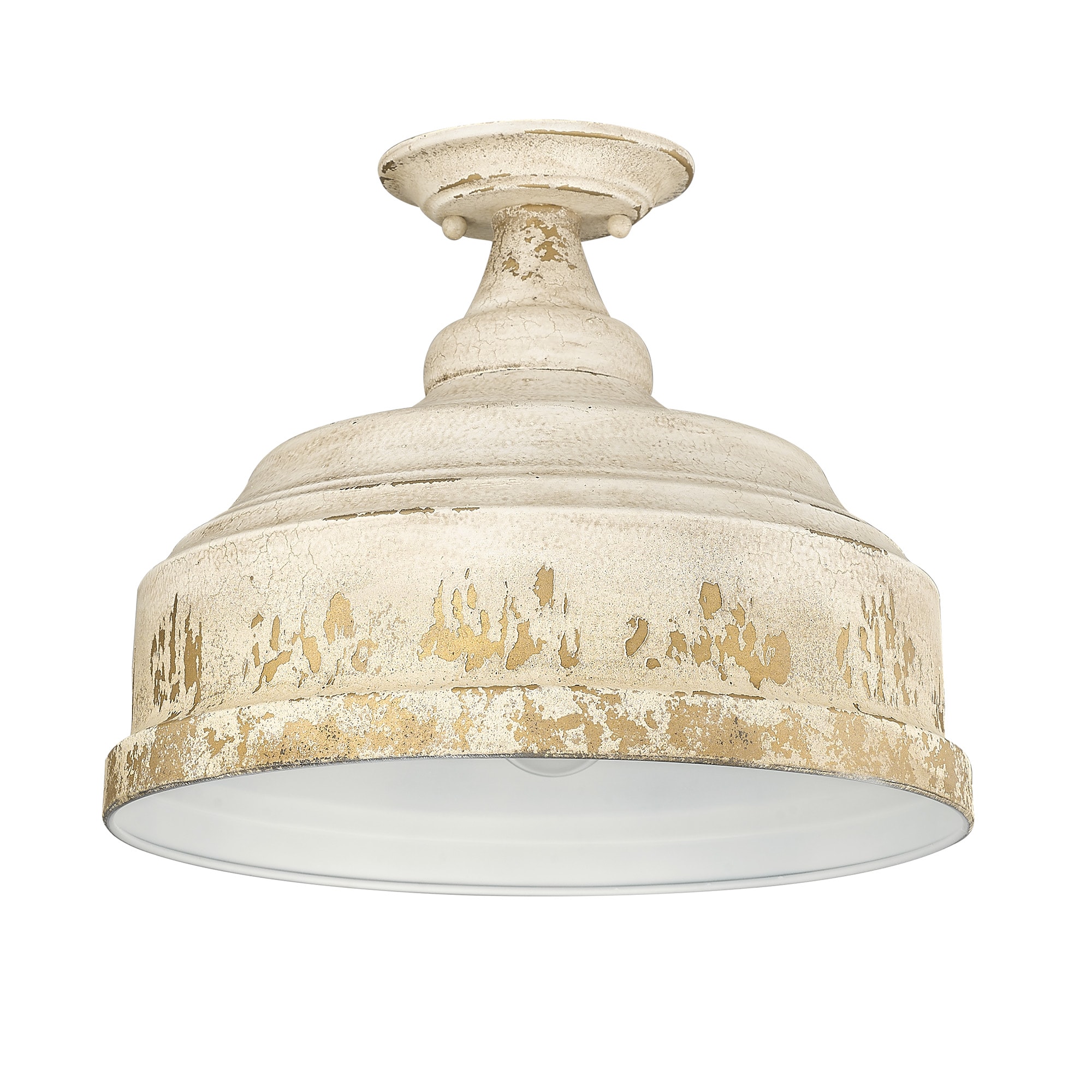 Golden Lighting 0806-SF AI Keating 3 -Light 13.75-in Antique White Semi Flush Mount Light