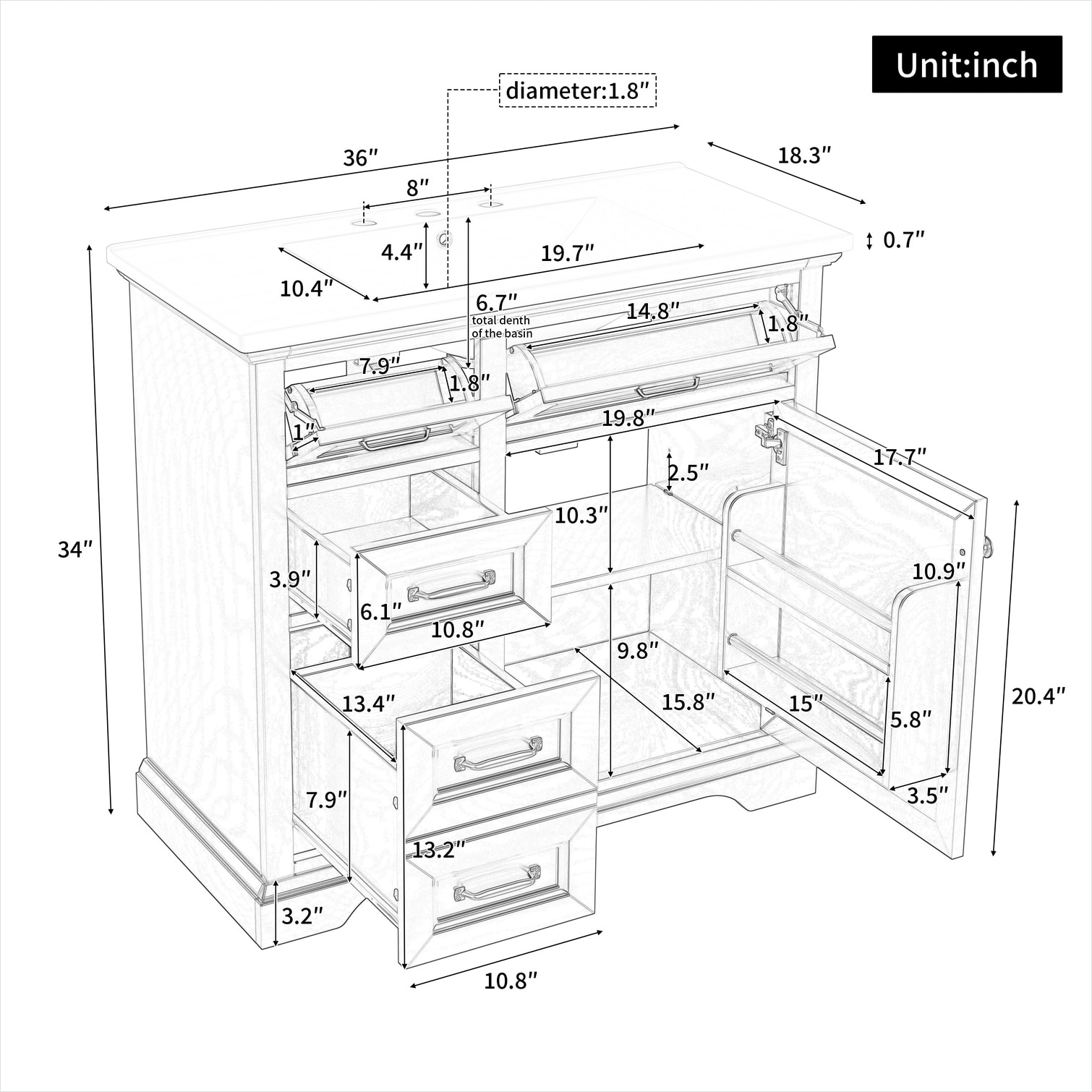 Watnature J3J6R8YFVXWC Bath-Vanity-Combo - View #3