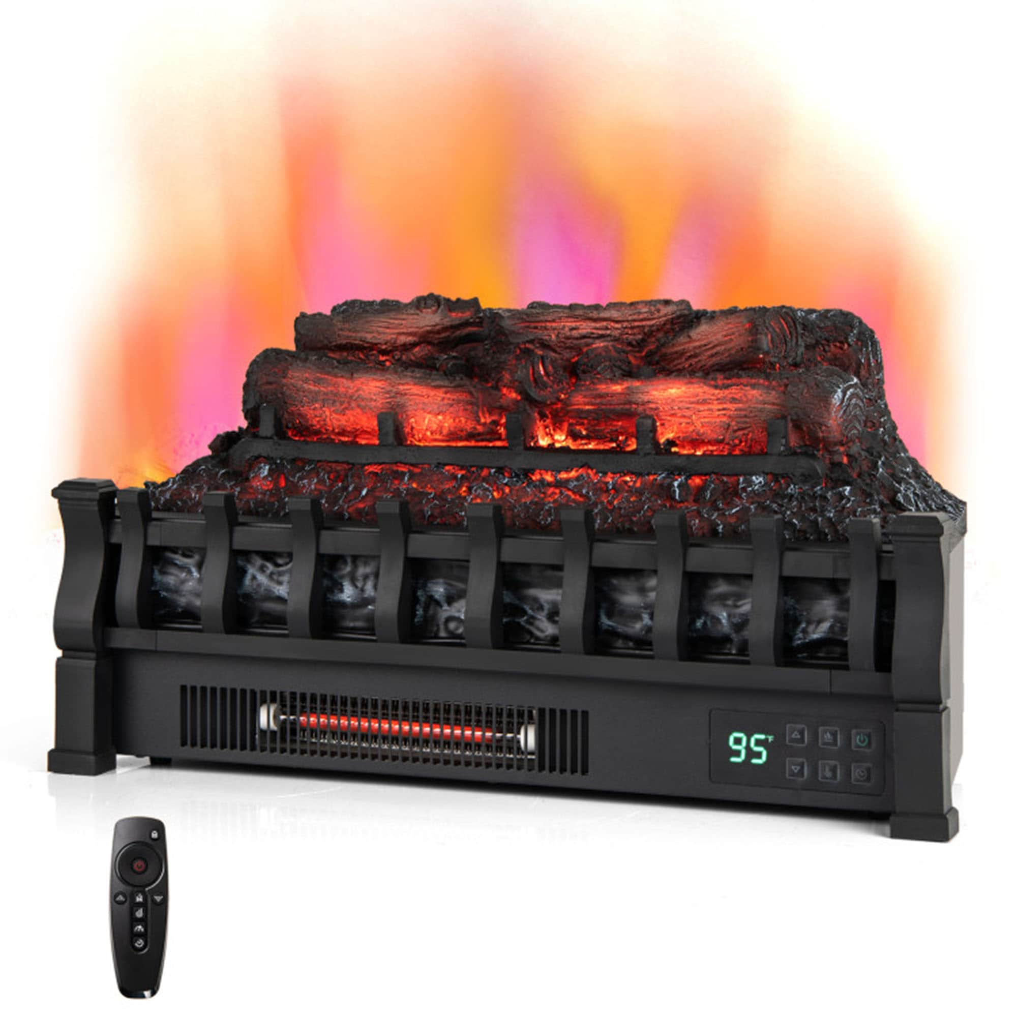 Clihome 23-in W 5120 -BTU Black Electric Fireplace Logs with Heater and Thermostat (Remote Control Included) #CL-FP10861USBK