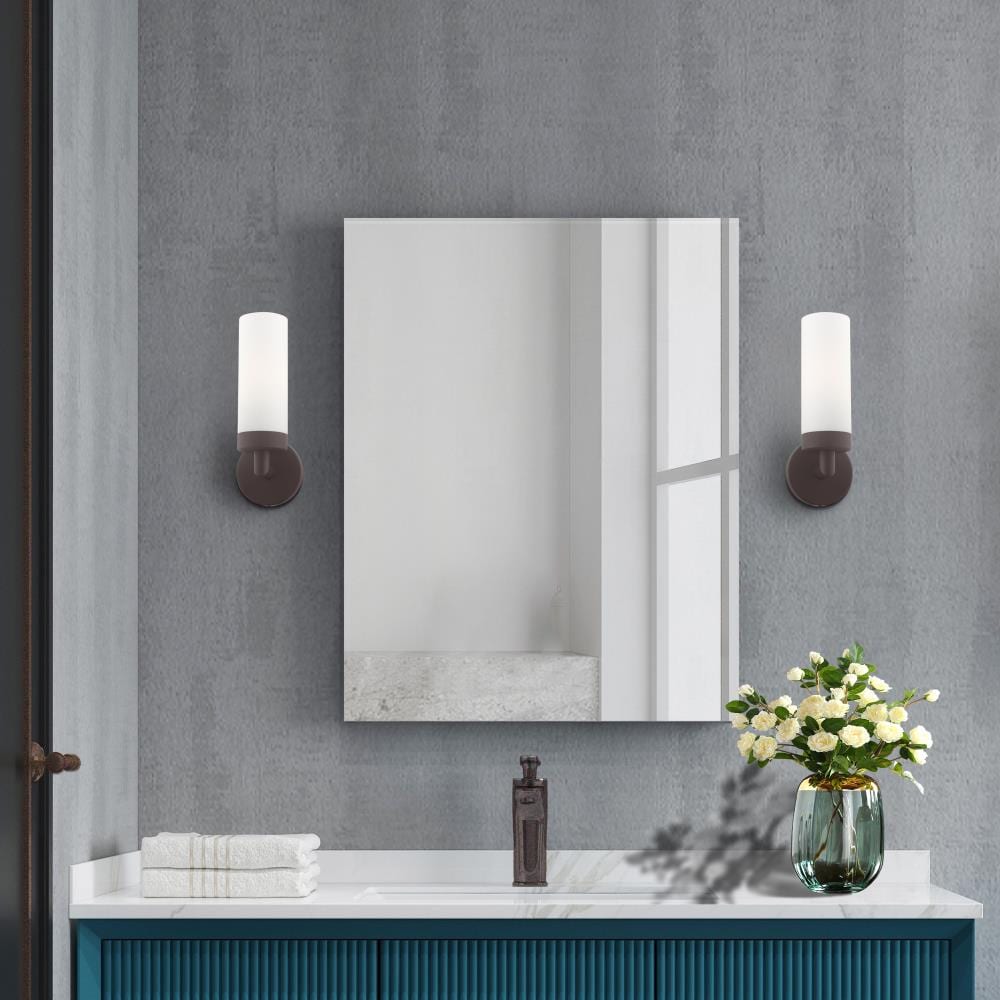 Aero Bronze 1-Light Wall Sconce with Satin Opal White Glass